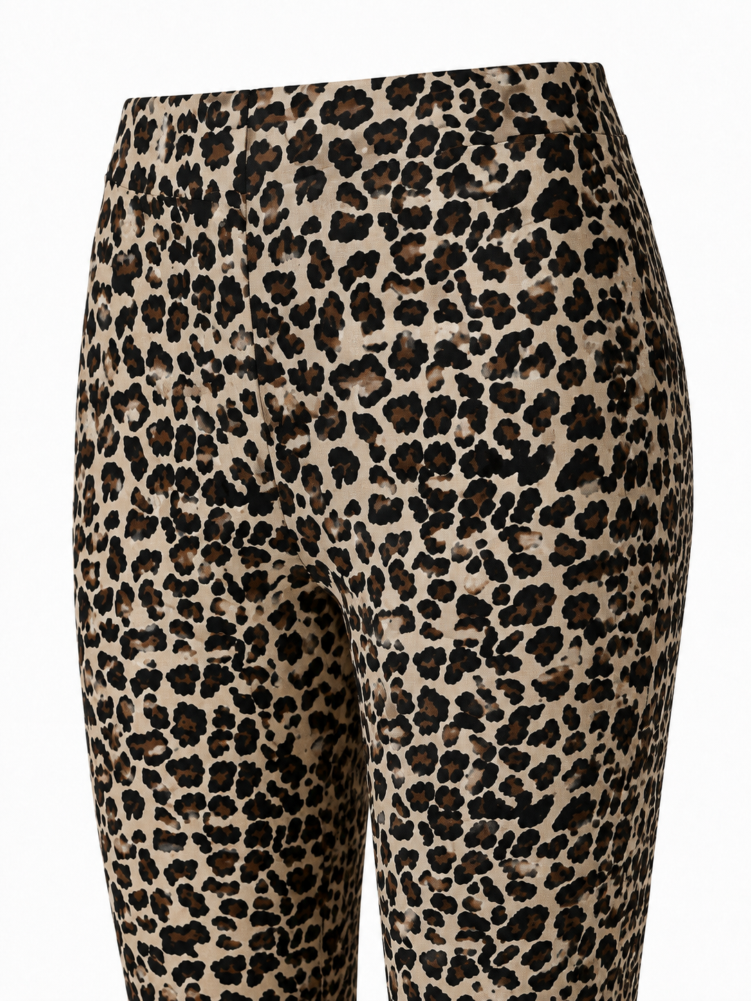 Premium Kalite Full Likralı Leopar Desen İspanyol Kadın Pantolon Vizon