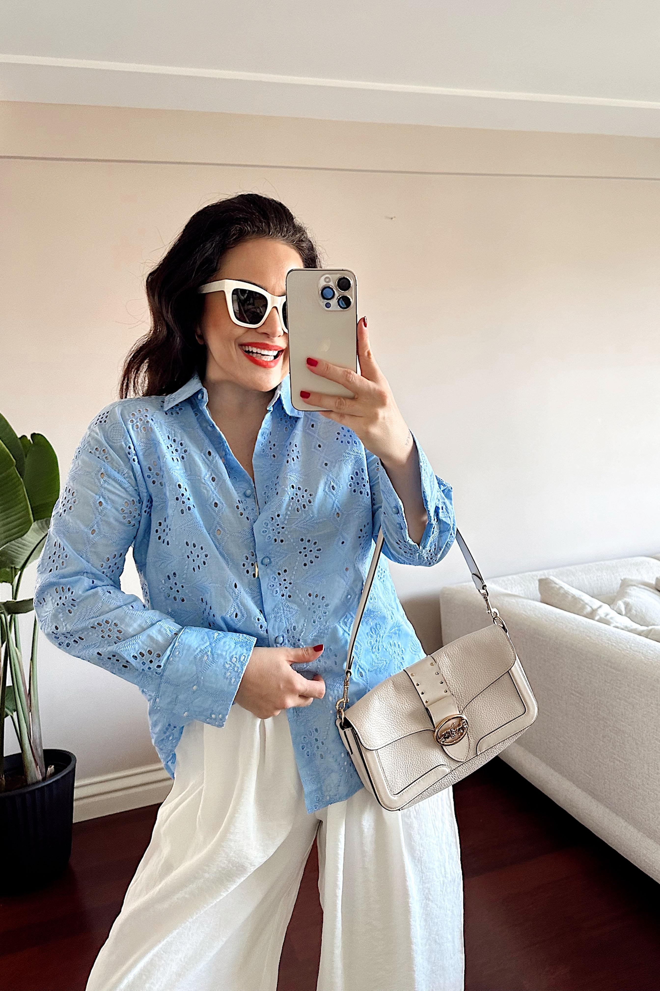 Premium Kalite Güpür Detaylı Gömlek Bebe Mavisi