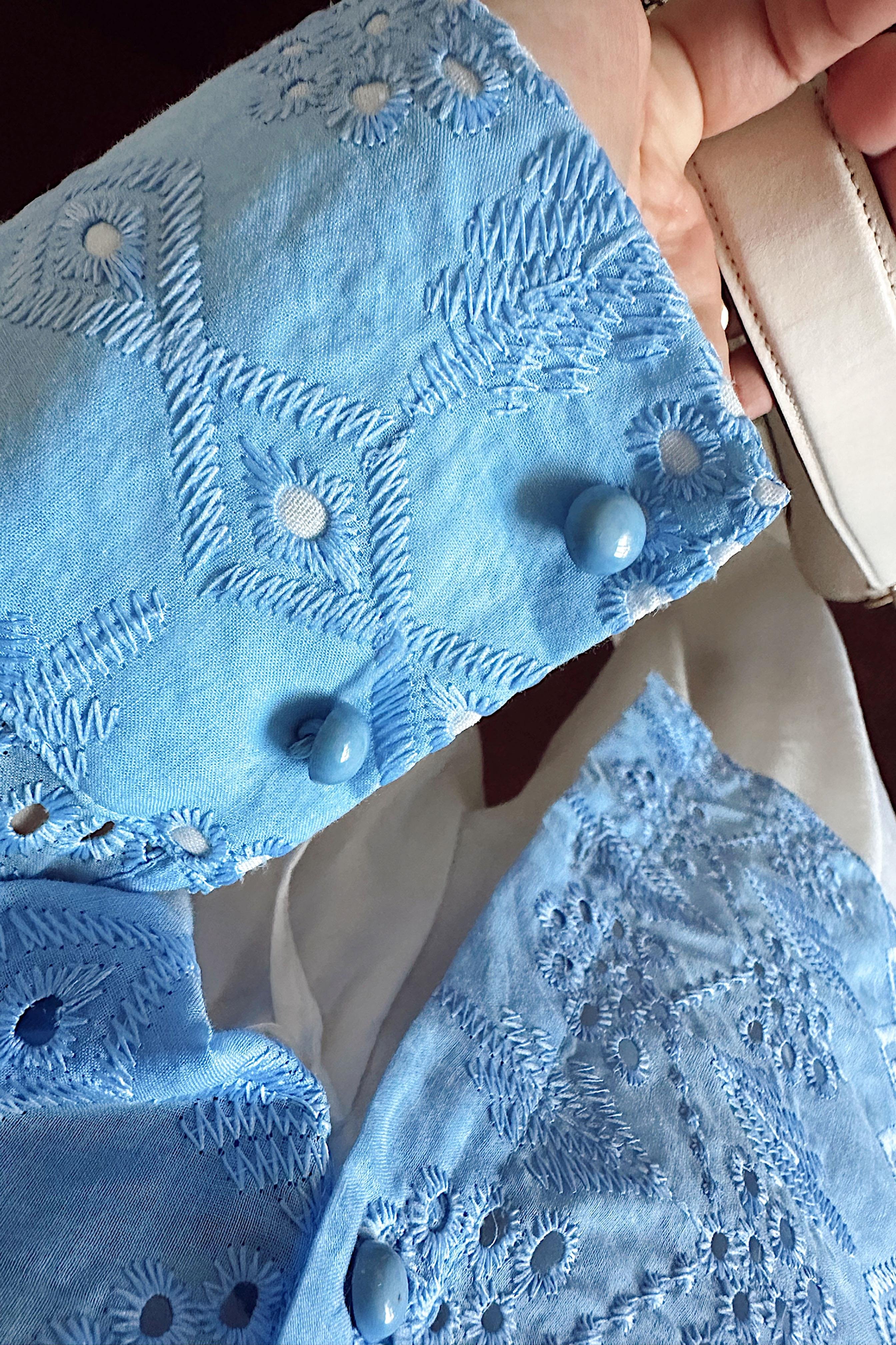 Premium Kalite Güpür Detaylı Gömlek Bebe Mavisi