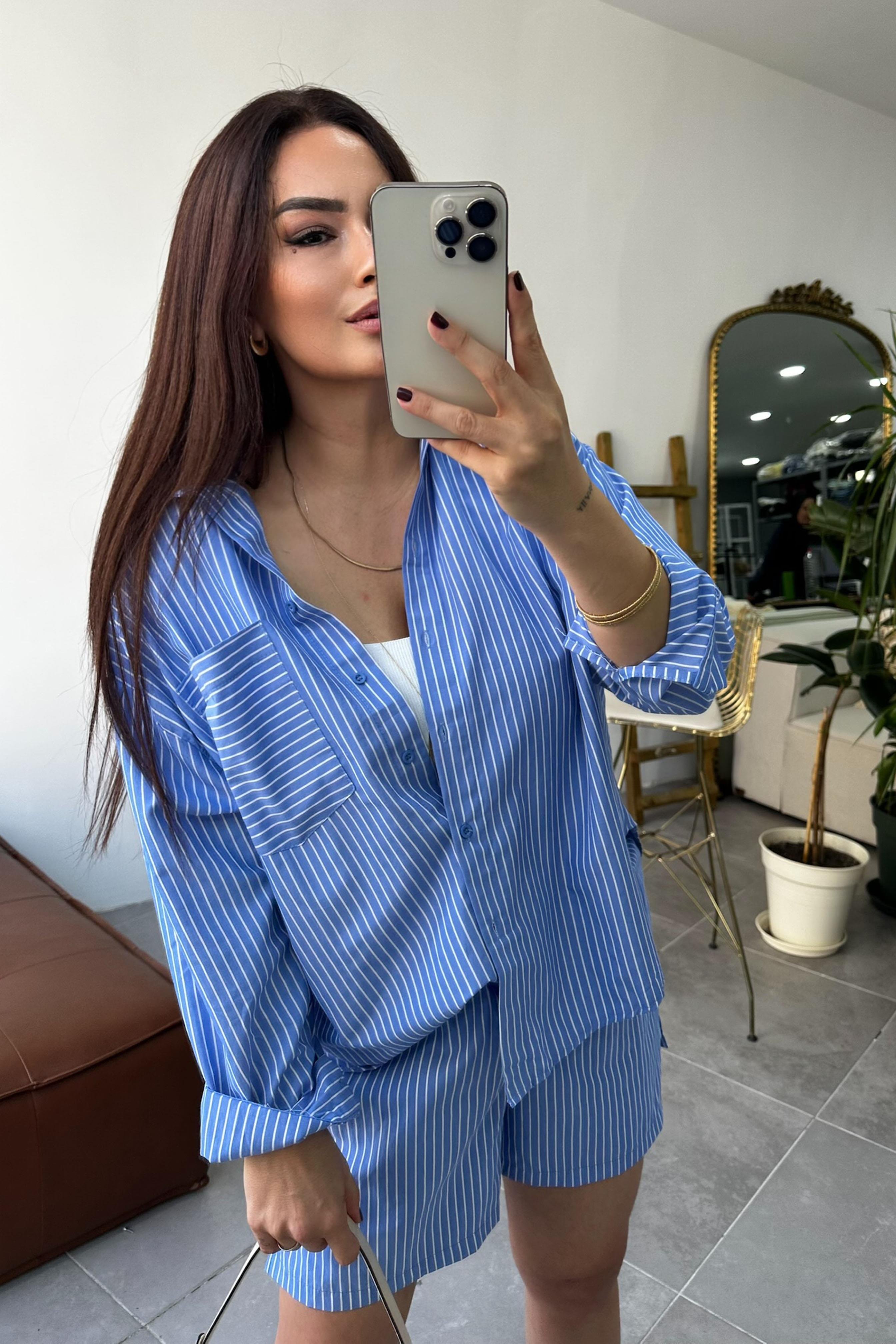 Premium Kalite İkili Şort Takım Mavi