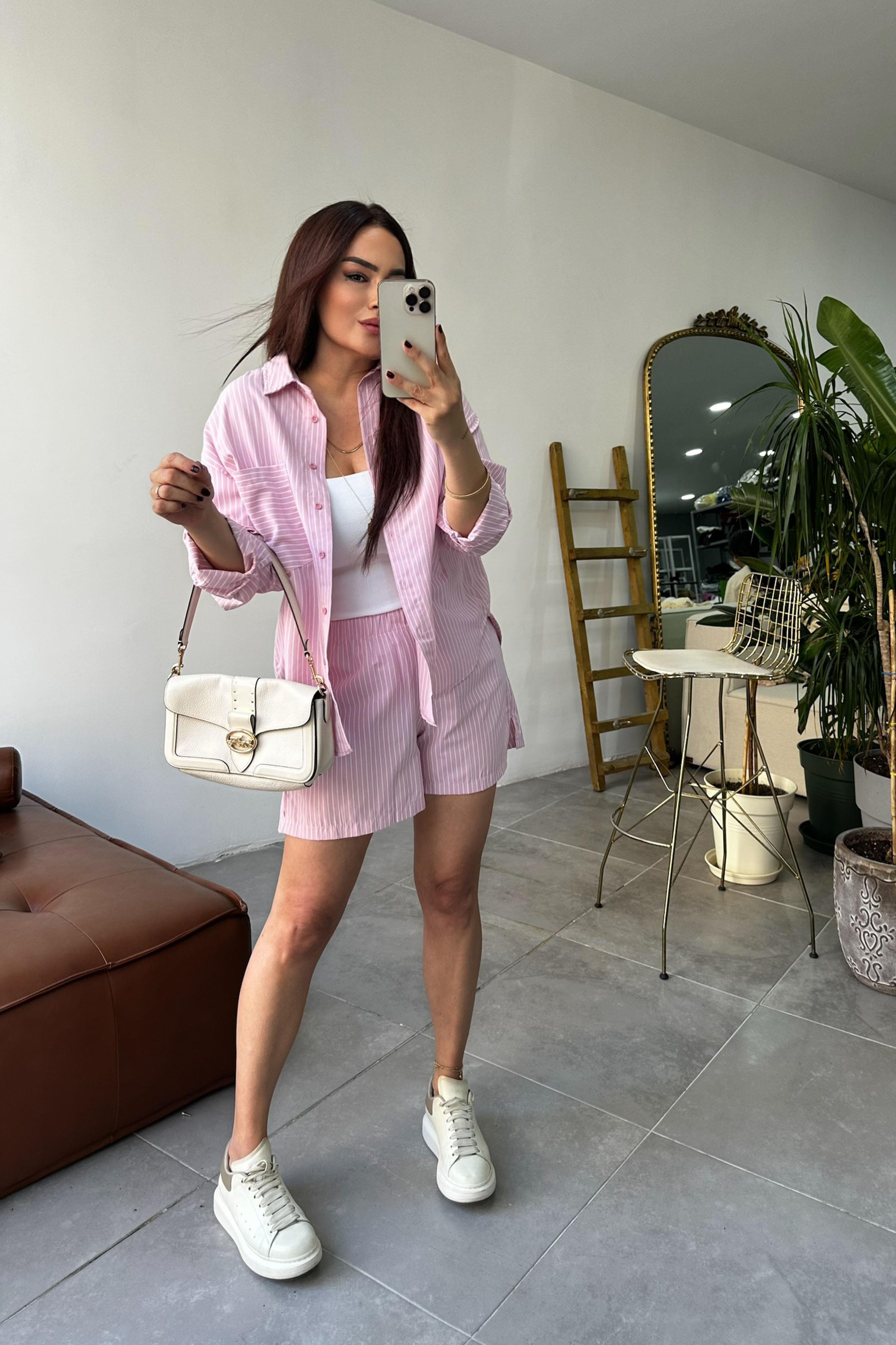 Premium Kalite İkili Şort Takım Pembe