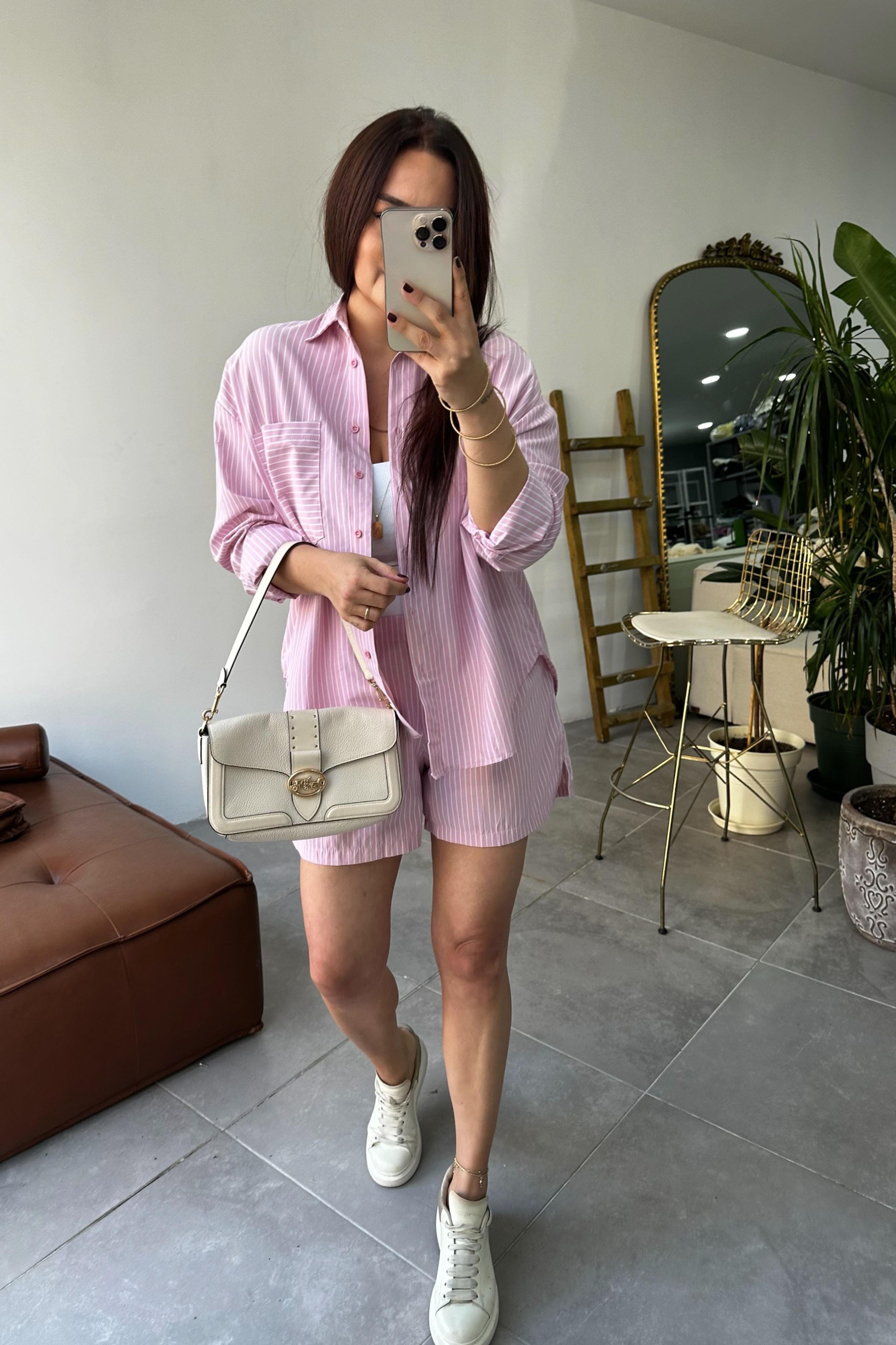 Premium Kalite İkili Şort Takım Pembe