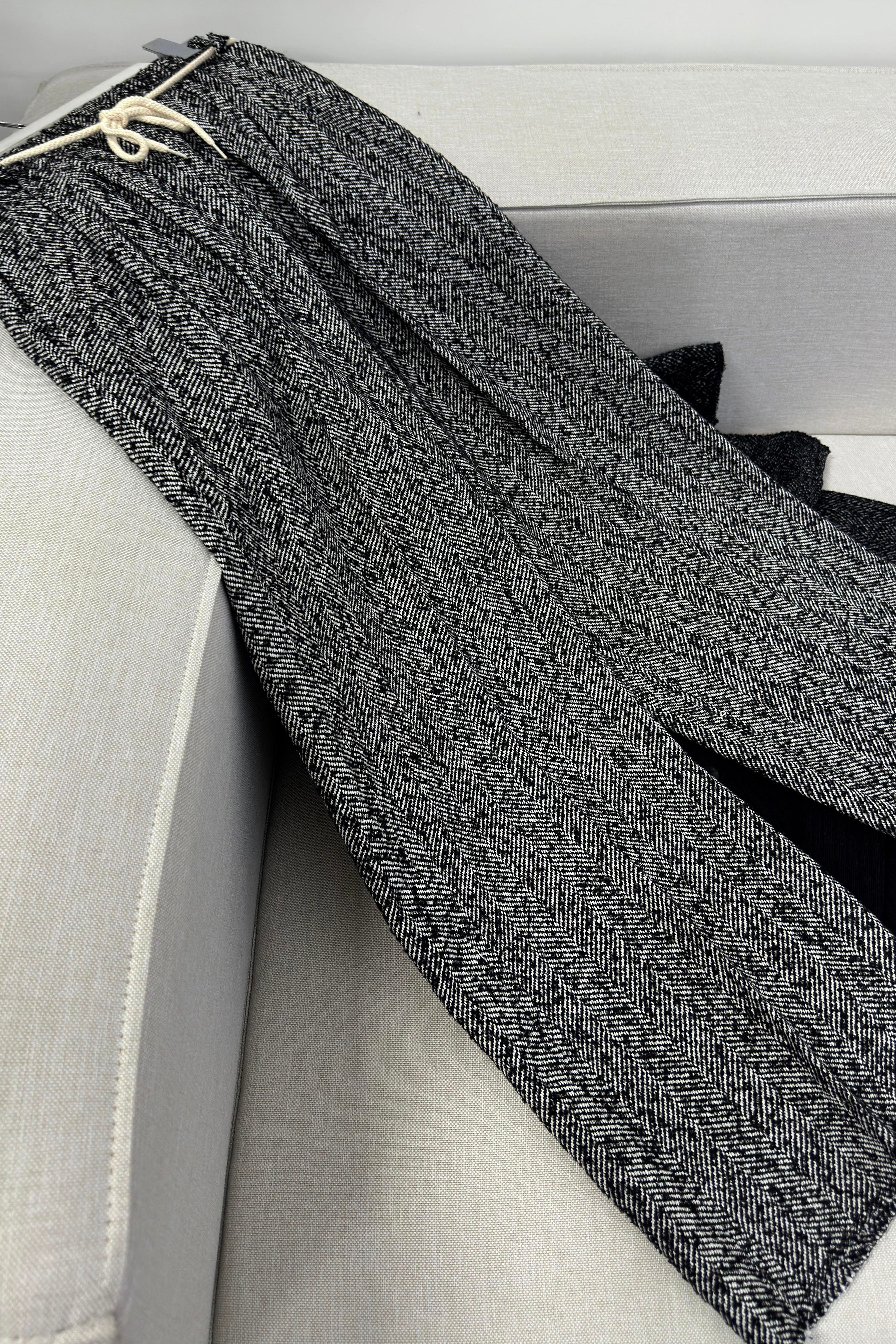 Premium Kalite İp Bağlamalı Kaşe Çımalı Pantolon Gri