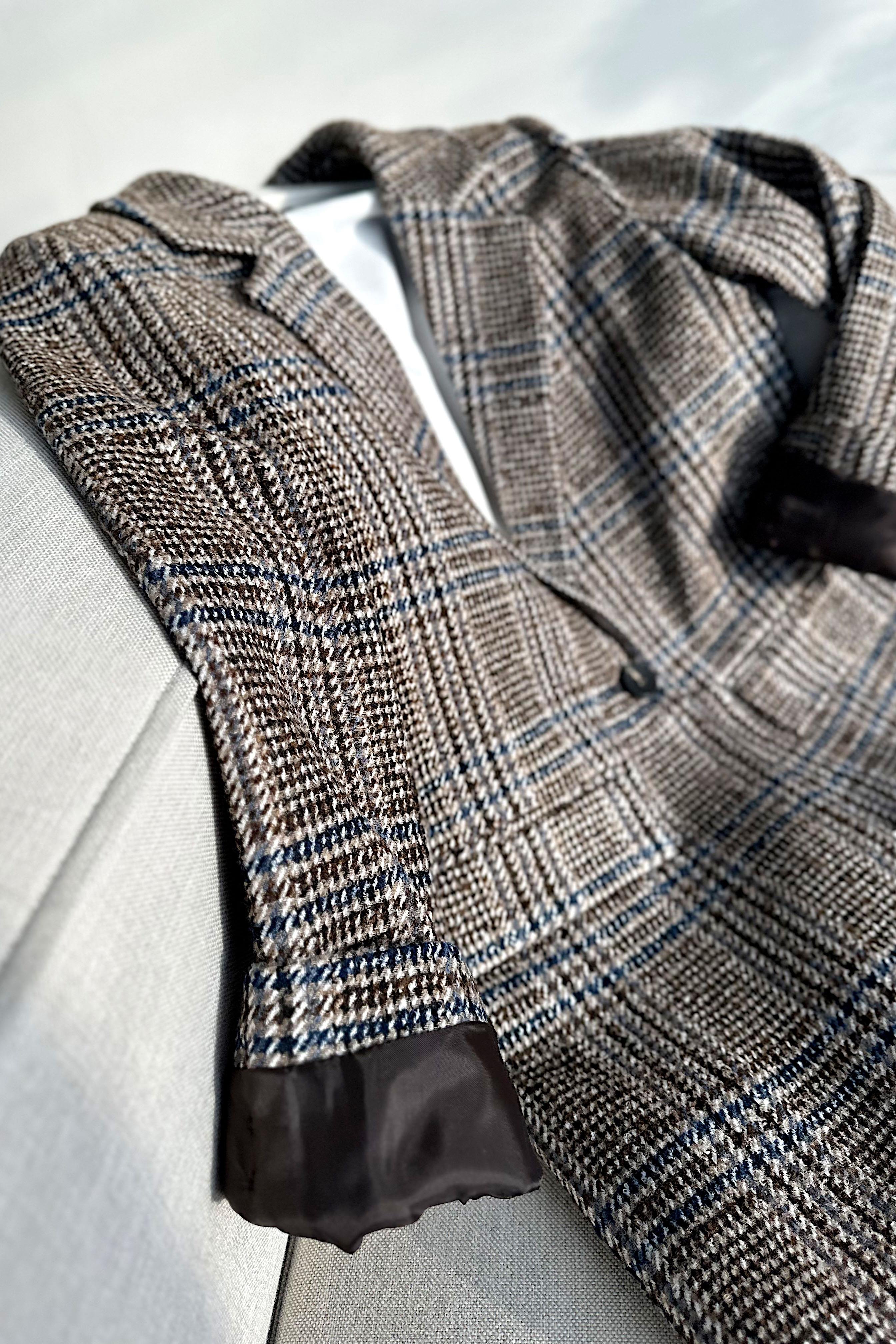 Premium Kalite Kare Desenli Blazer Ceket Kahverengi