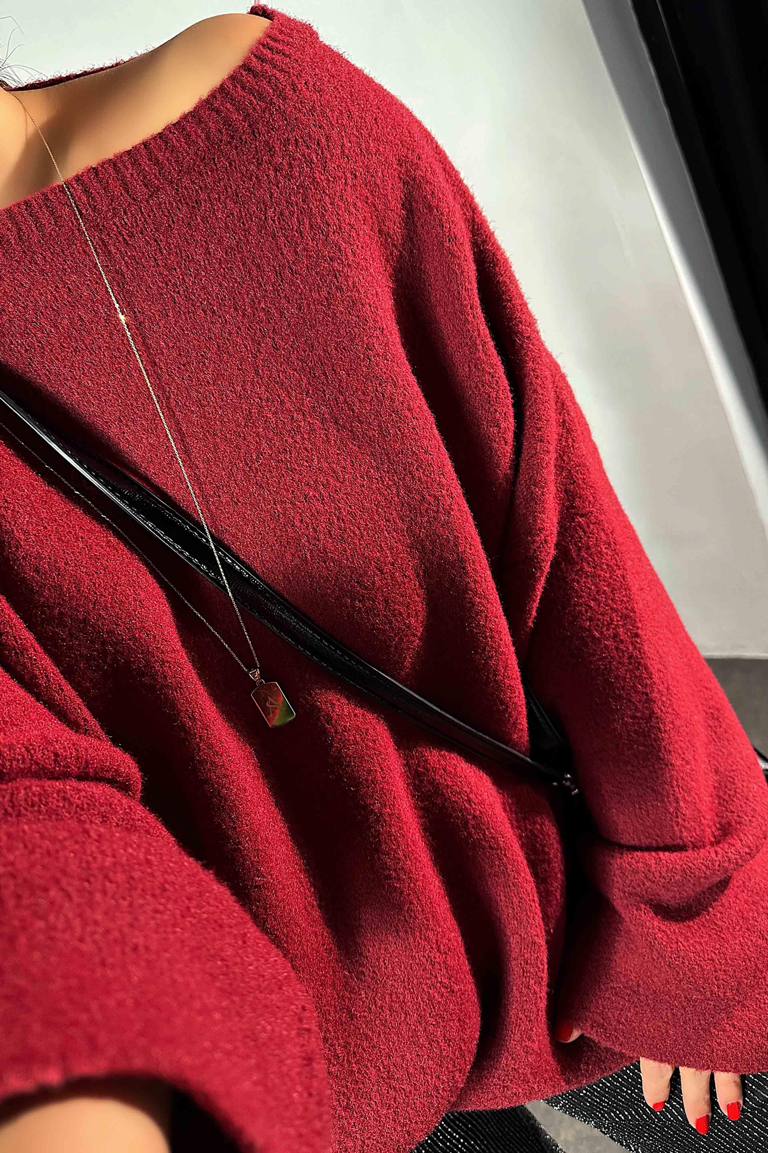 Premium Kalite Massi Model Yumoş Kazak Bordo