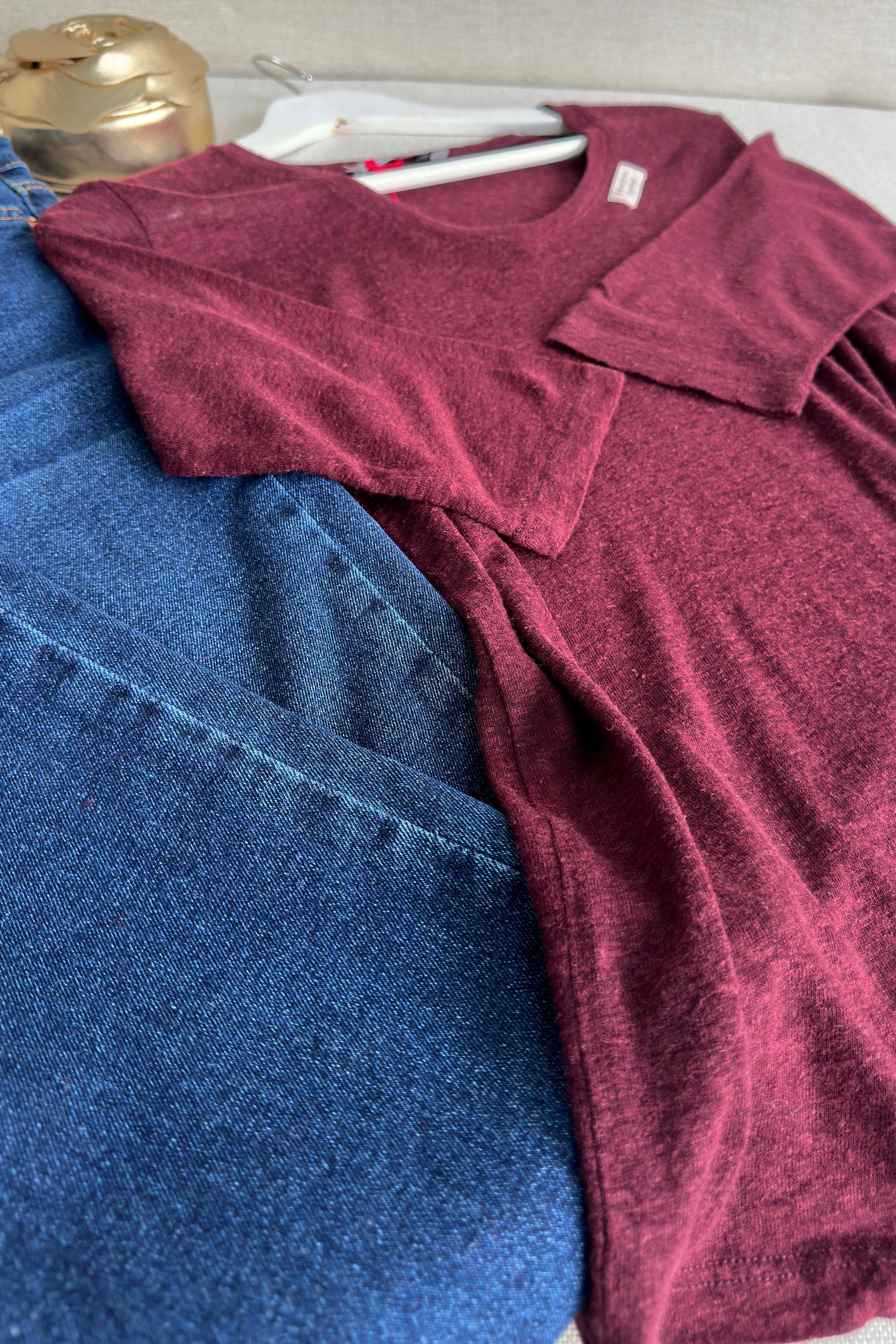 Premium Kalite V Yaka Yumoş Dokulu Basic Bluz Bordo