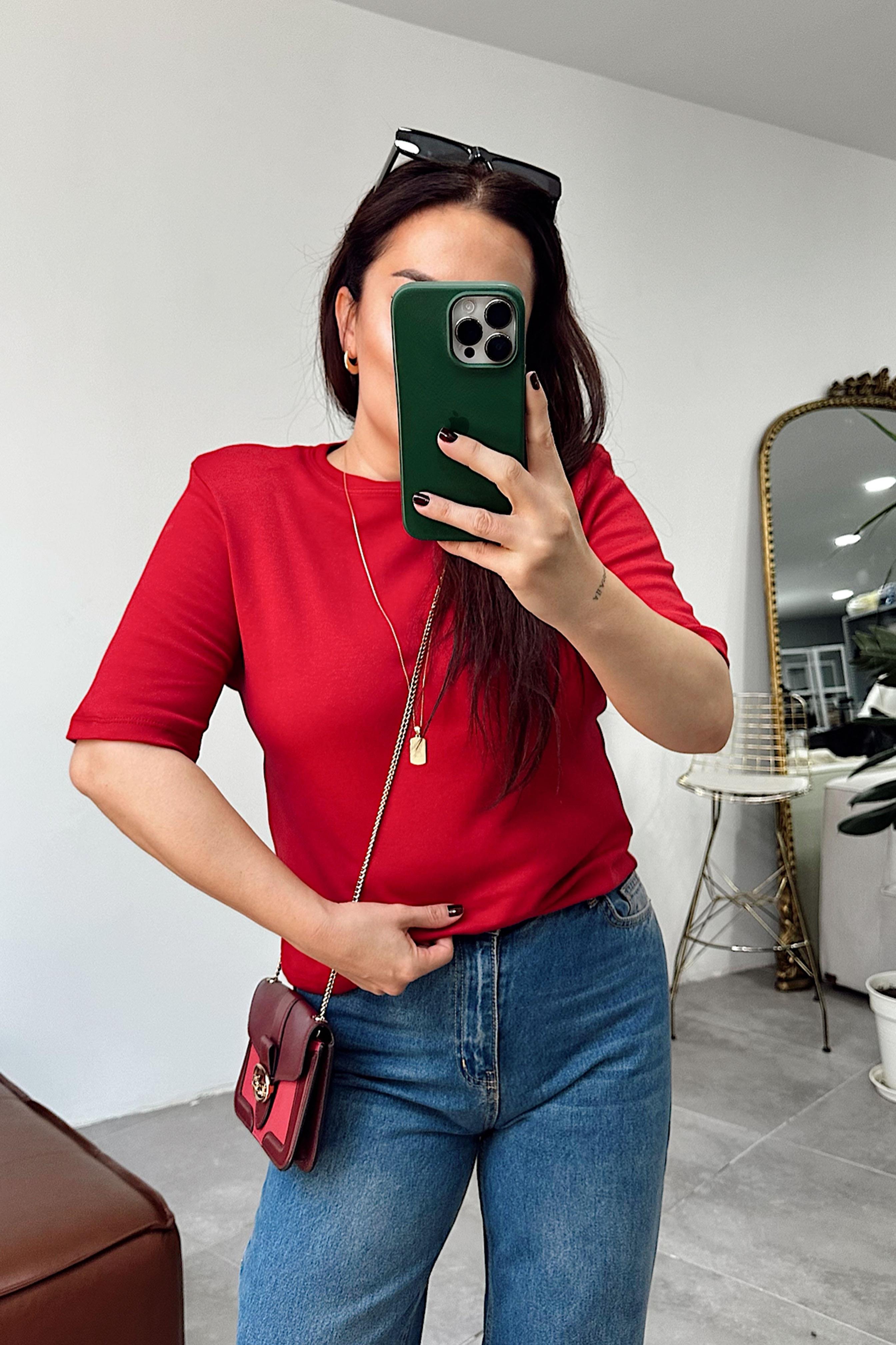 Premium Kalite Vatkalı Bluz Bordo