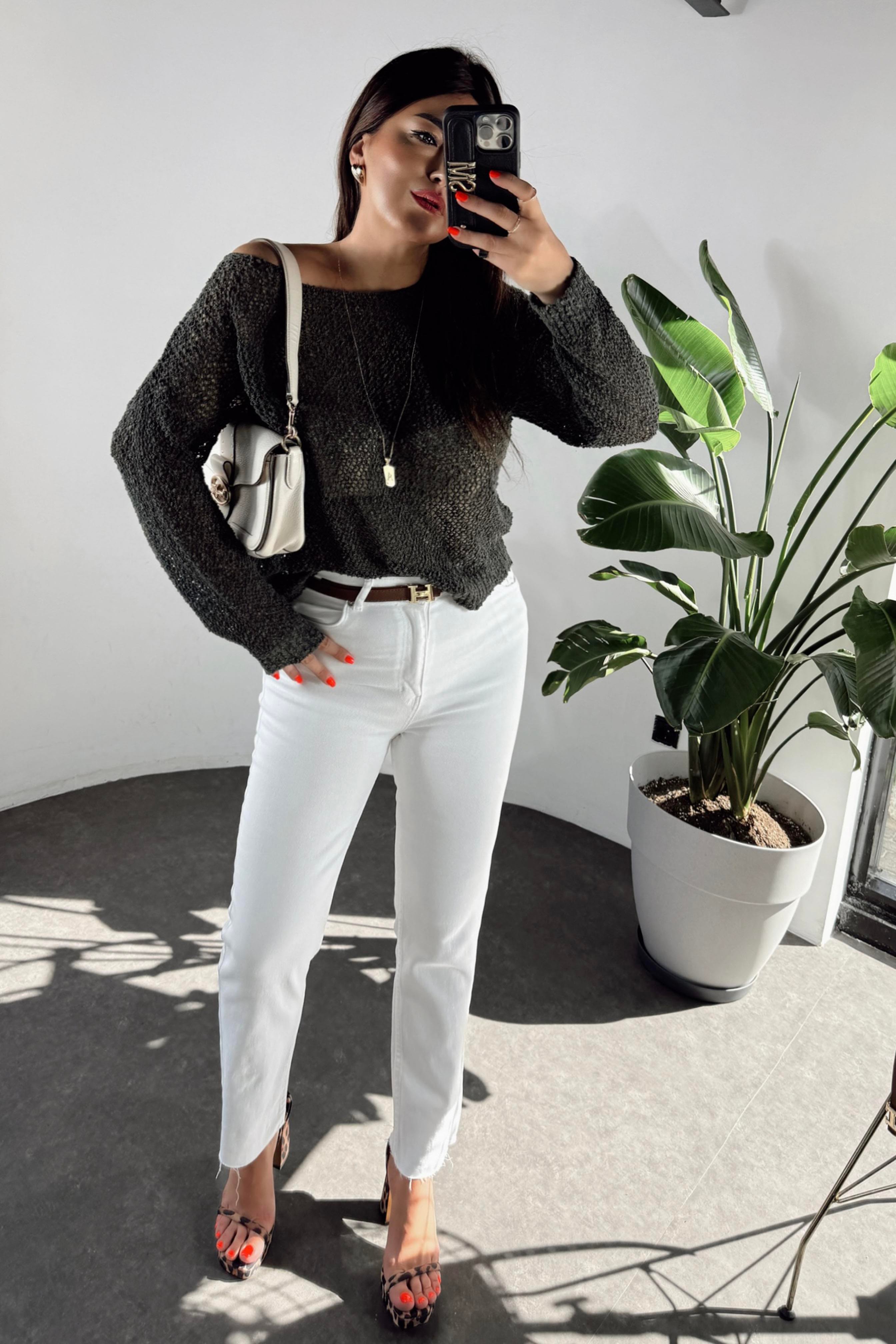 Premium Kalite Yüksek Bel Boyfriend Jean Pantolon Beyaz