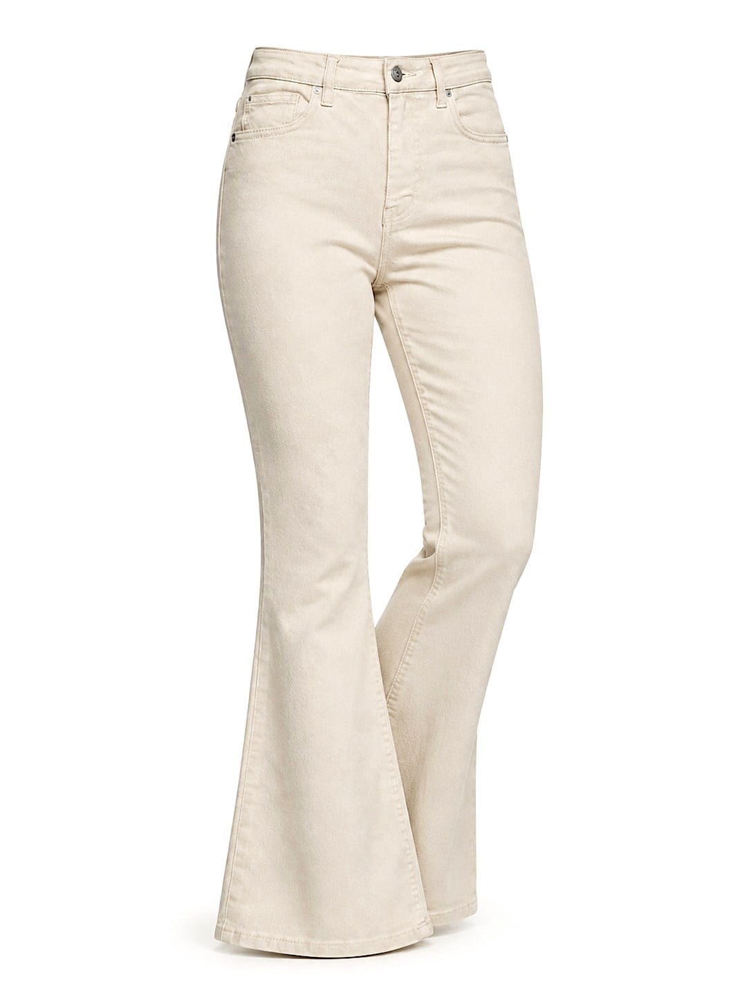 Premium Kalite Yüksek Bel Straight Jean Pantolon Krem