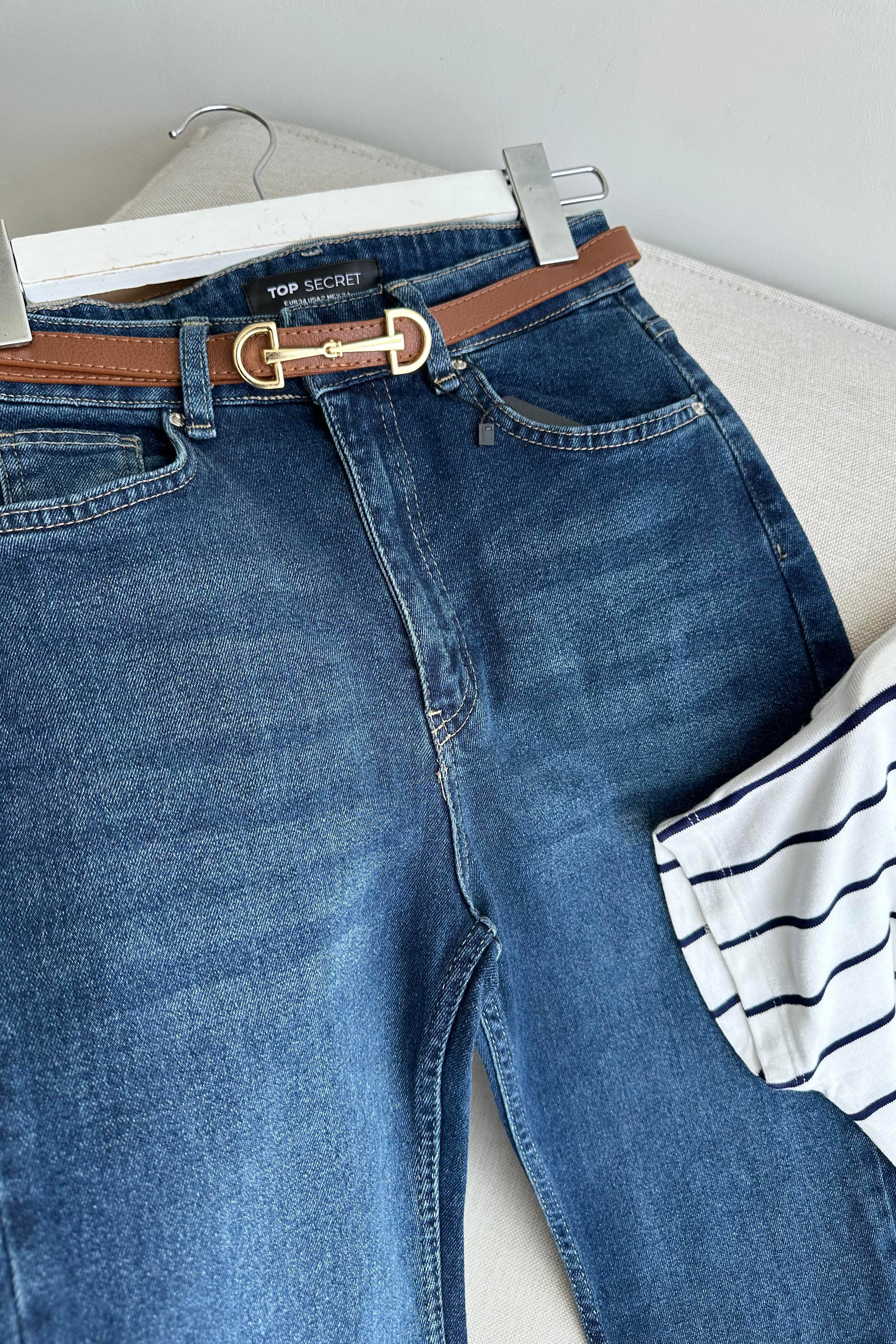 Premium Kalite Yüksek Bel Straight Jean Gece Mavisi