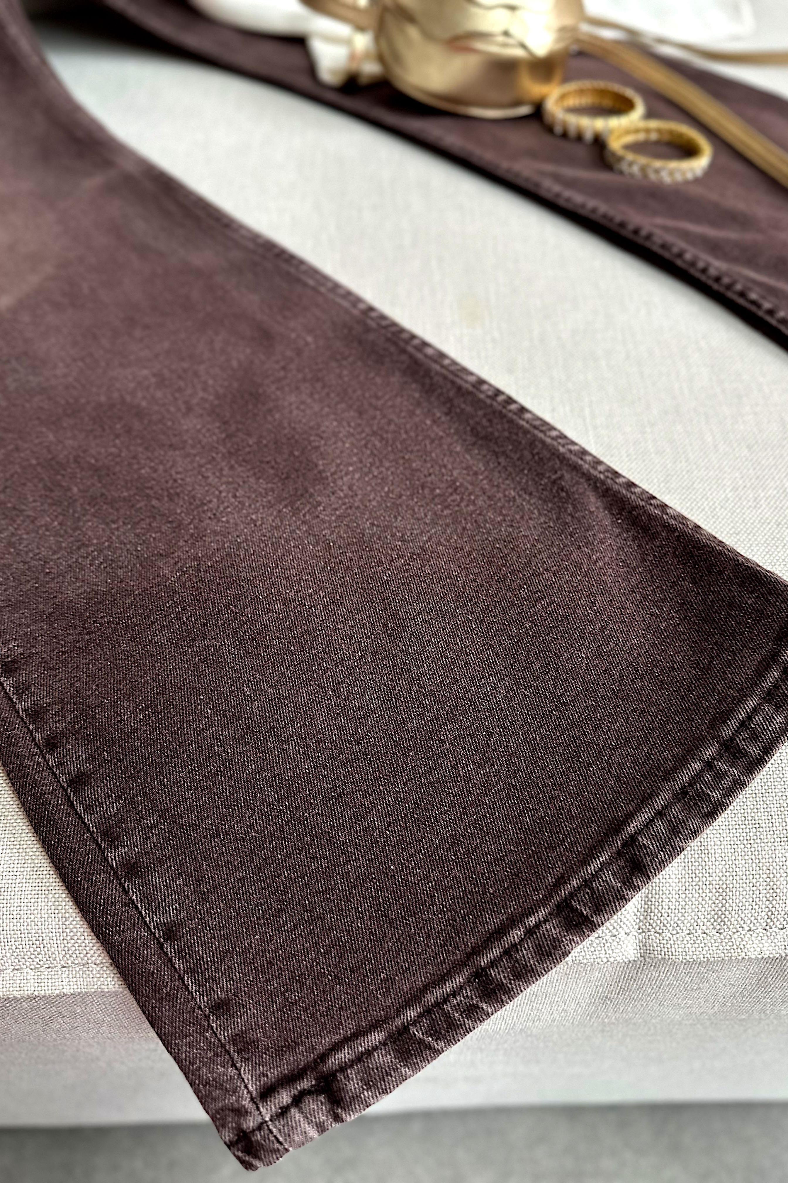 Premium Kalite Yüksek Bel Straight Jean Pantolon Kahverengi