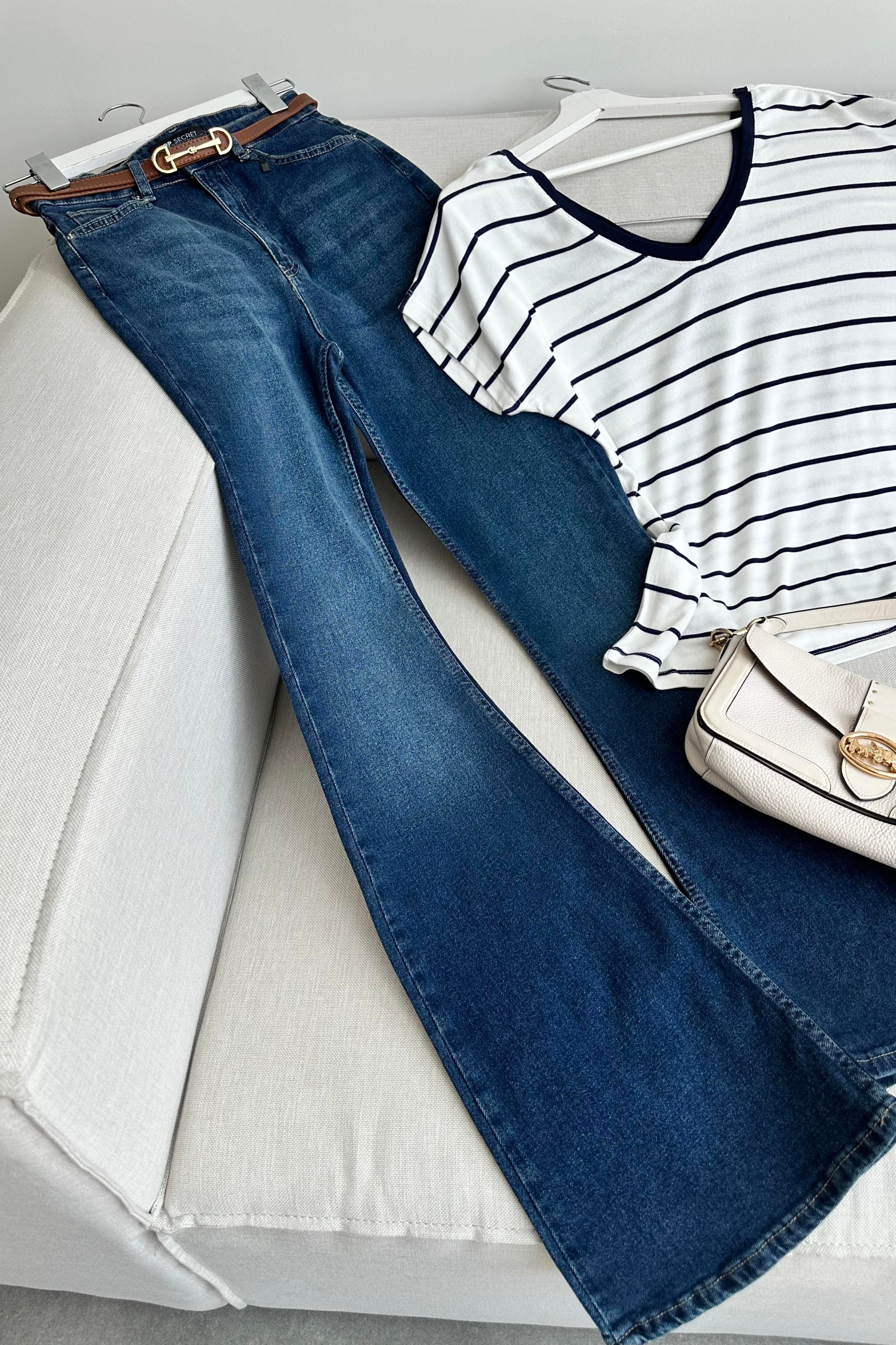 Premium Kalite Yüksek Bel Straight Jean Gece Mavisi