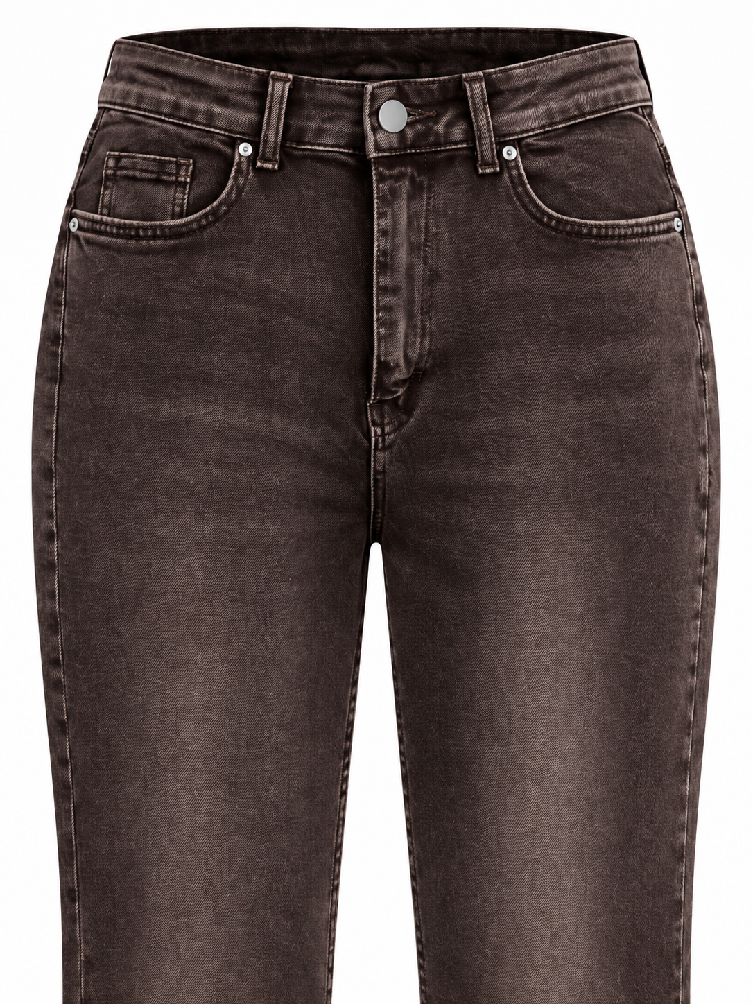 Premium Kalite Yüksek Bel Straight Jean Pantolon Kahverengi