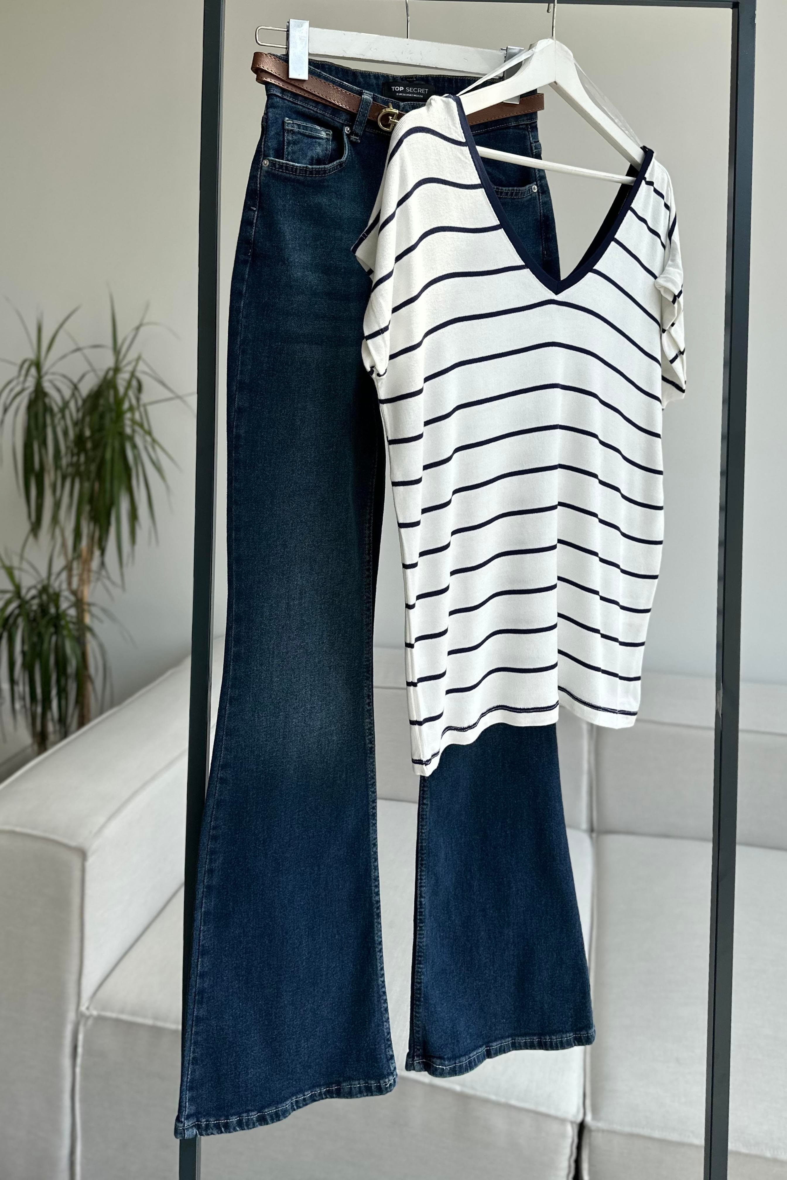Premium Kalite Yüksek Bel Straight Jean Gece Mavisi