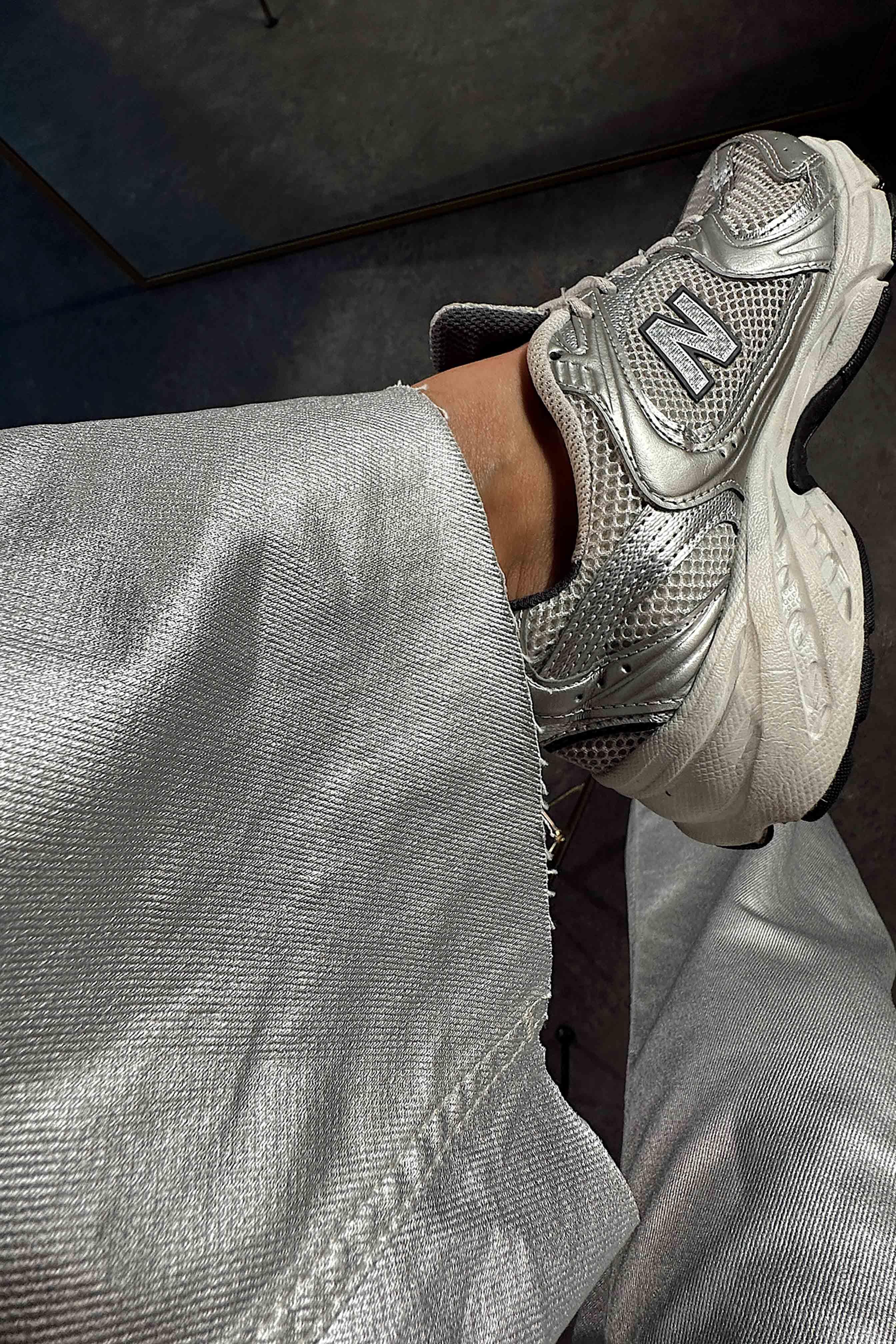Premium Kalite Yüksek Bel Varaklı Jean Pantolon Silver