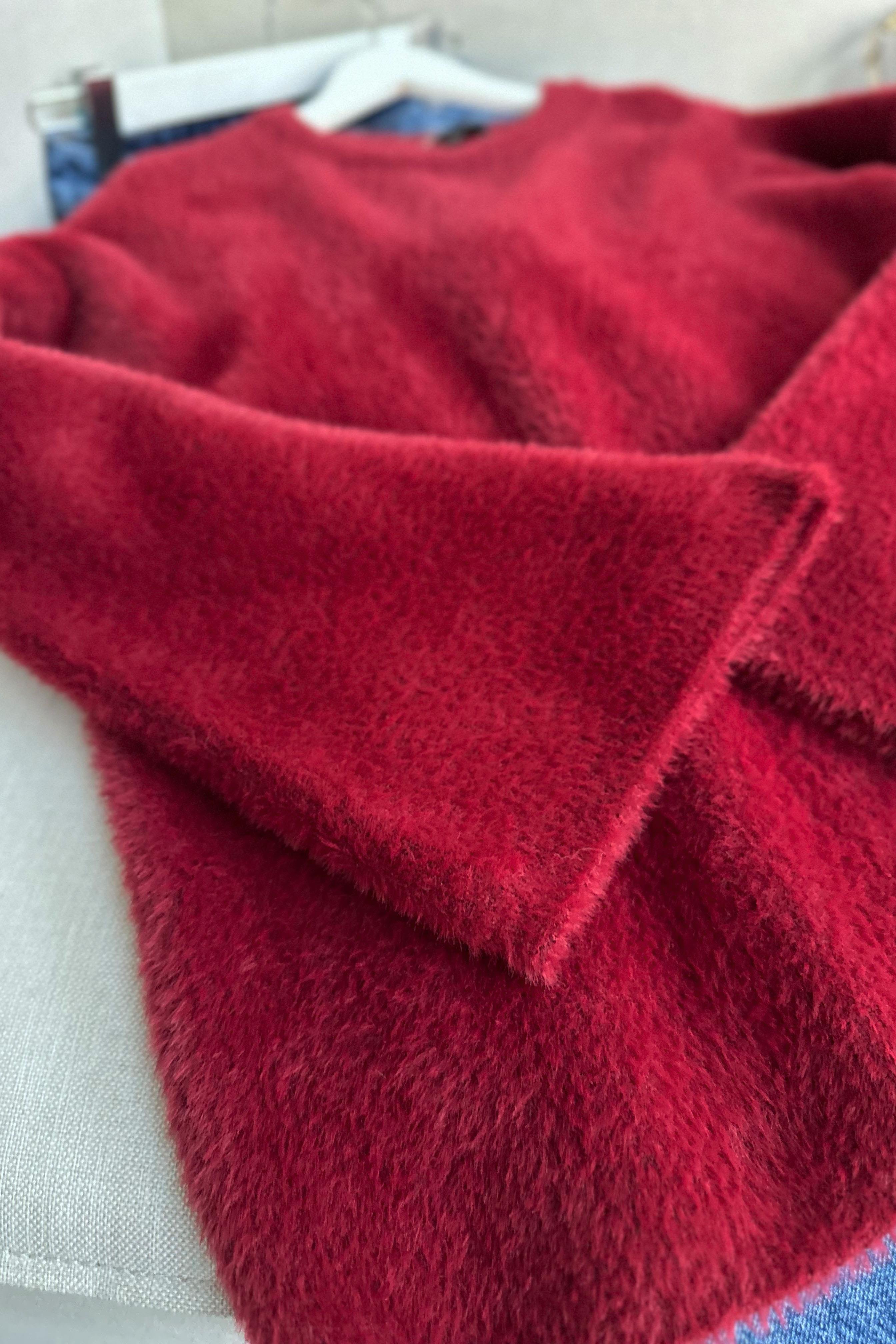 Premium Kalite Yumoş Sakallı Kazak Bordo