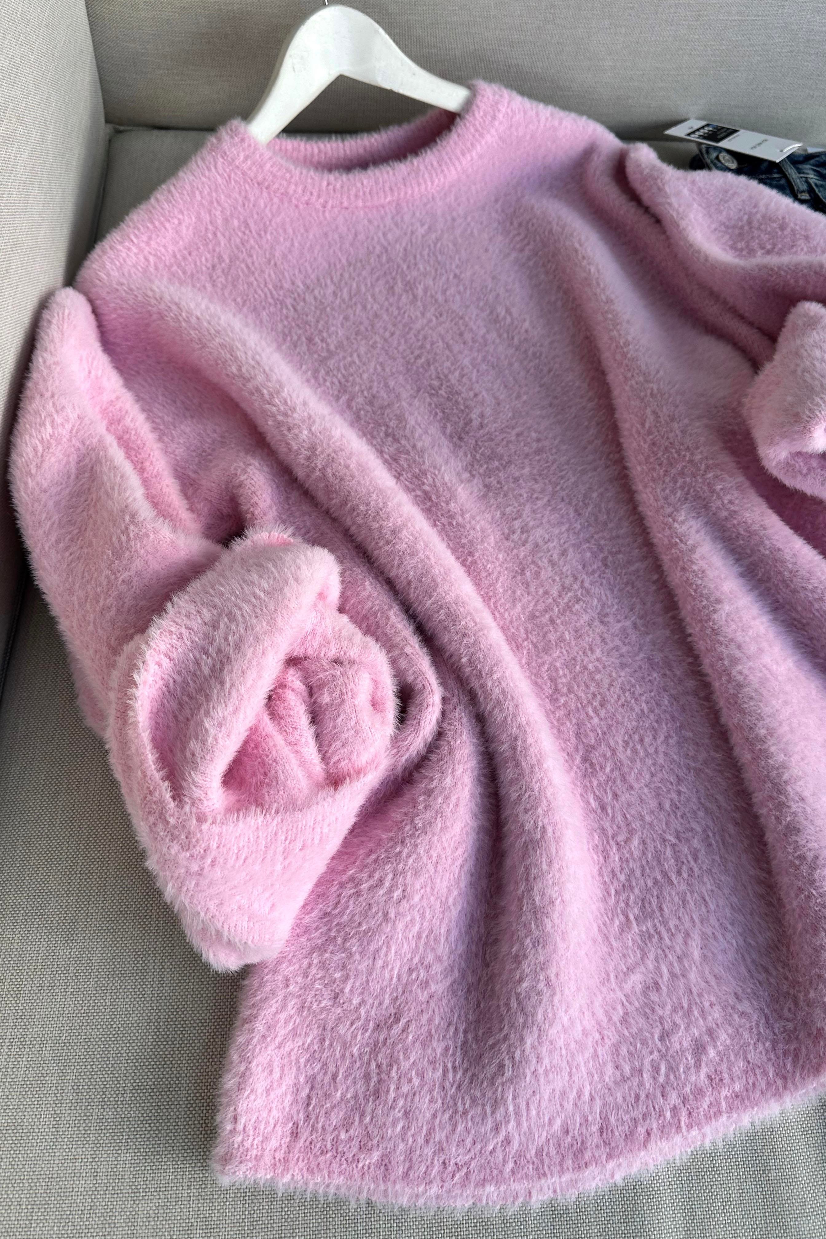 Premium Kalite Yumoş Sakallı Kazak Pembe