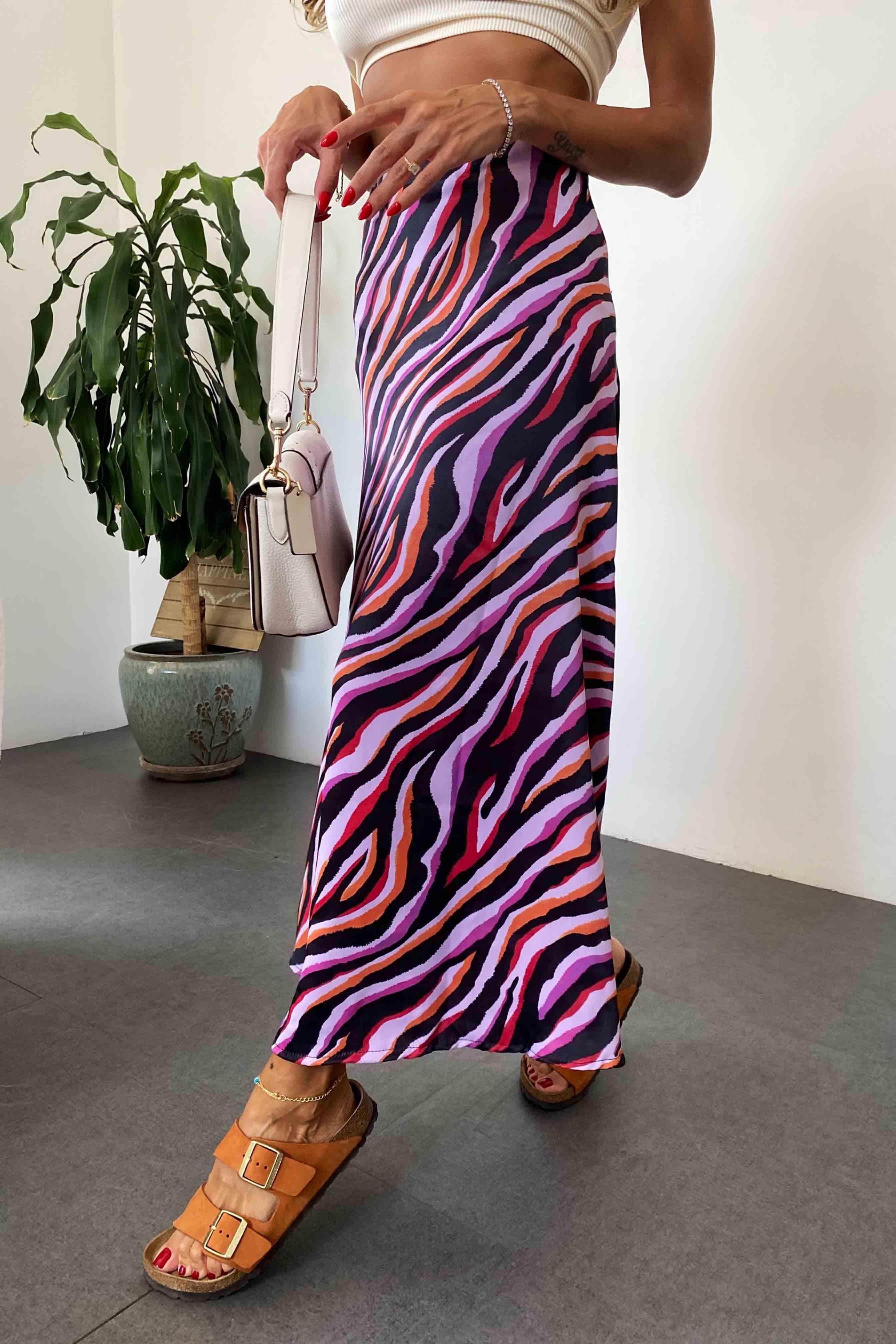 Premium Seri Renkli Zebra Desen Saten Etek Turuncu