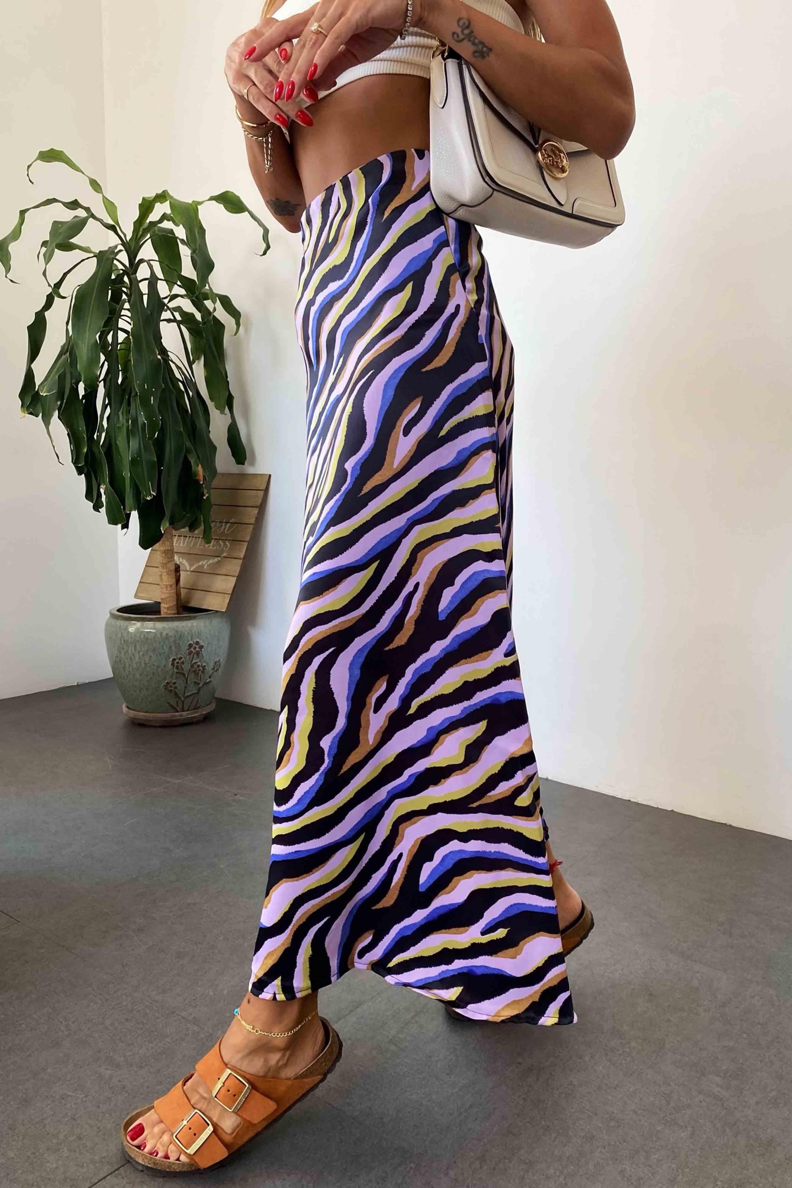 Premium Seri Renkli Zebra Desen Saten Etek Yeşil