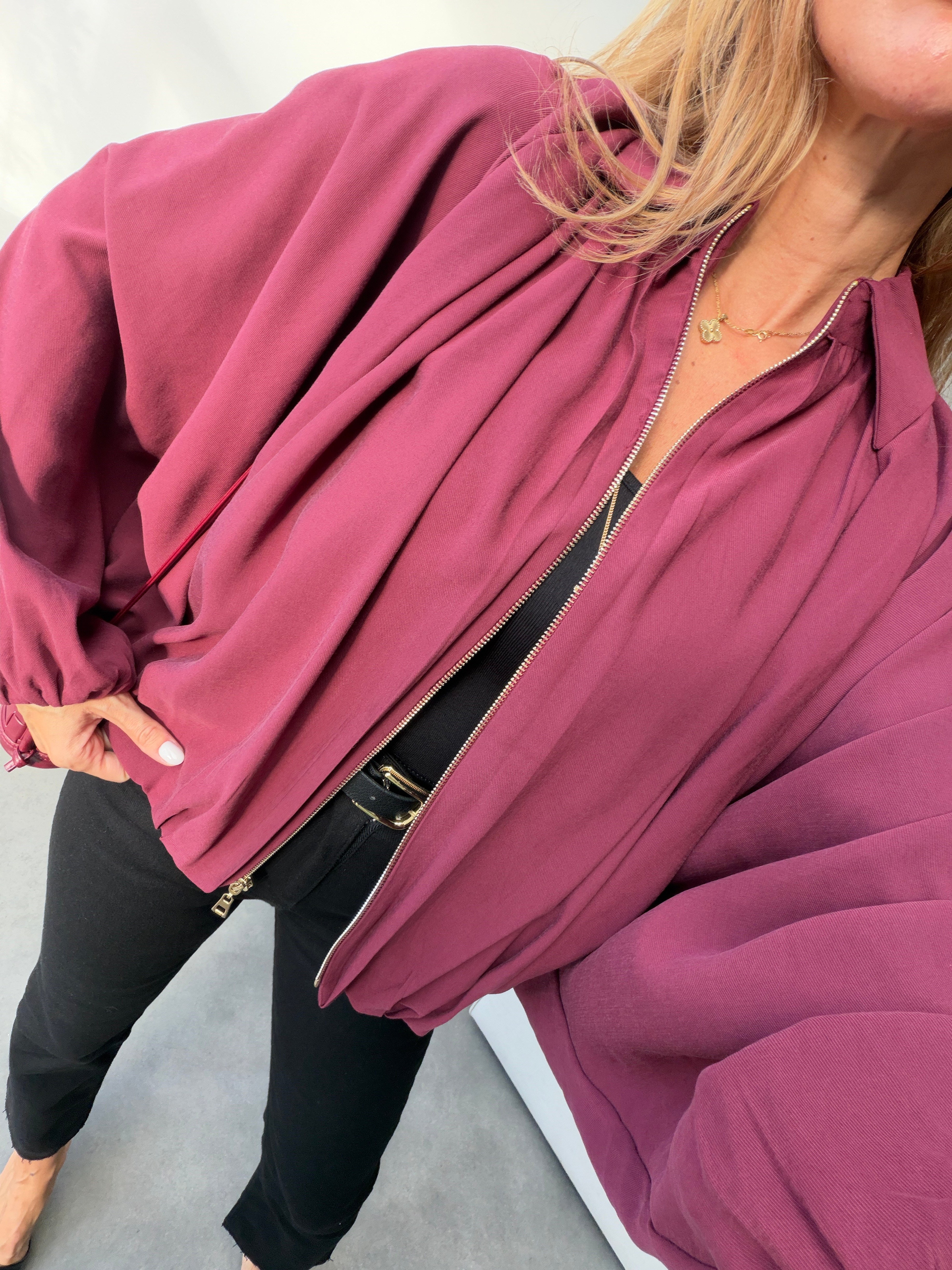 Premium Seri Tensel Bomber Ceket Bordo
