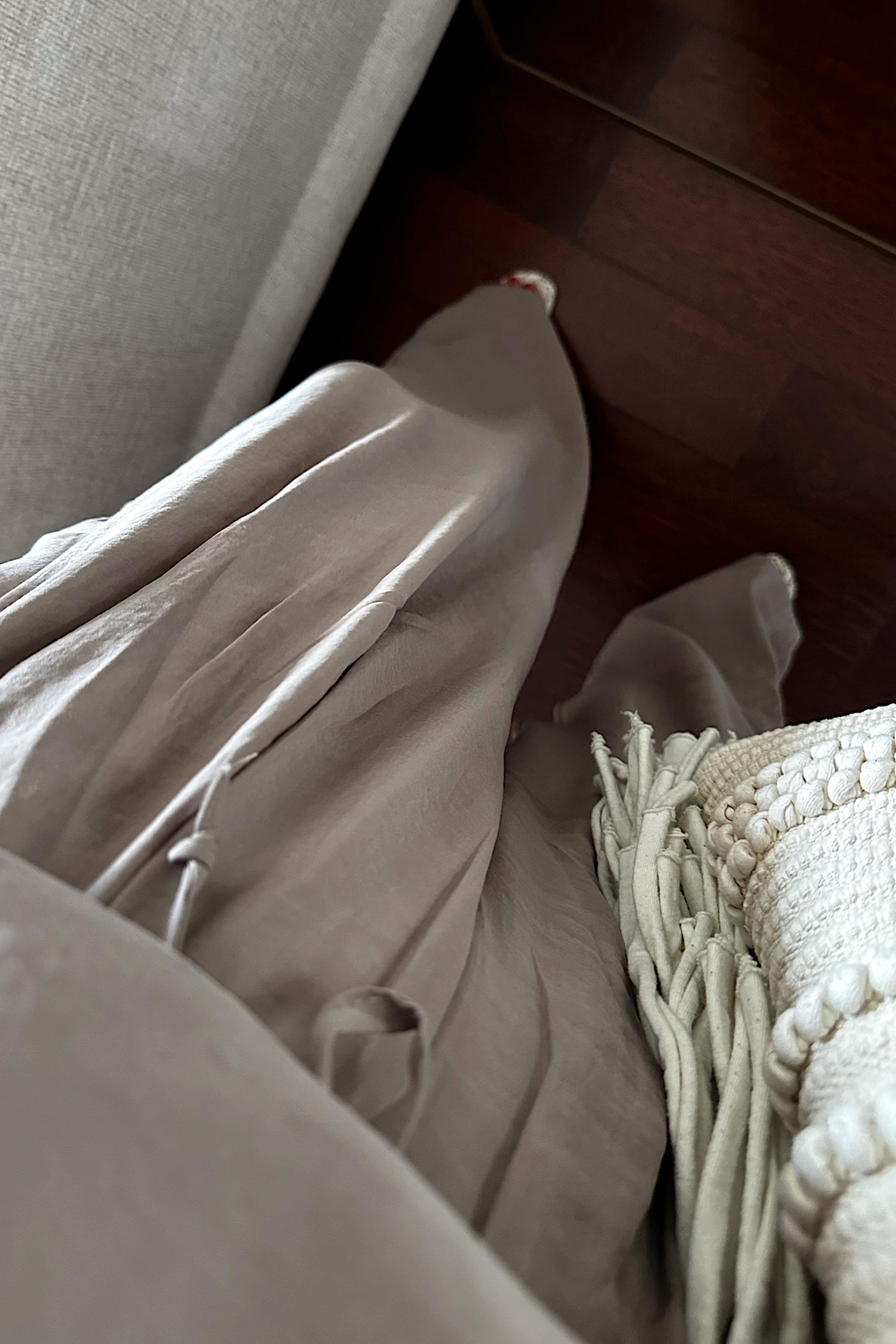 Premium Tensel Kumaş Polo Yaka Gömlek Palazzo Takım Vizon