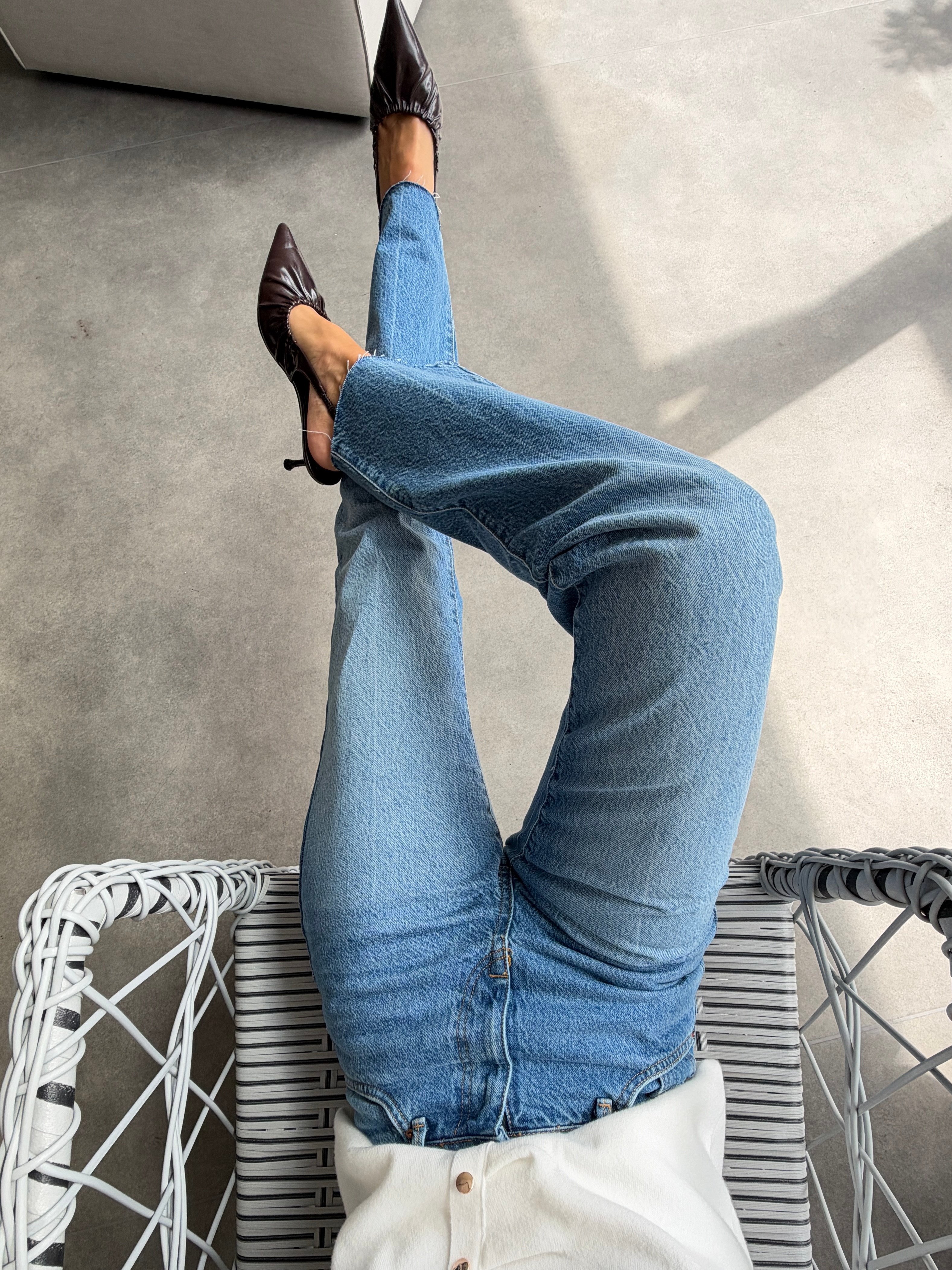 Rossy Kesik Paça Boyfit Jean Mavi