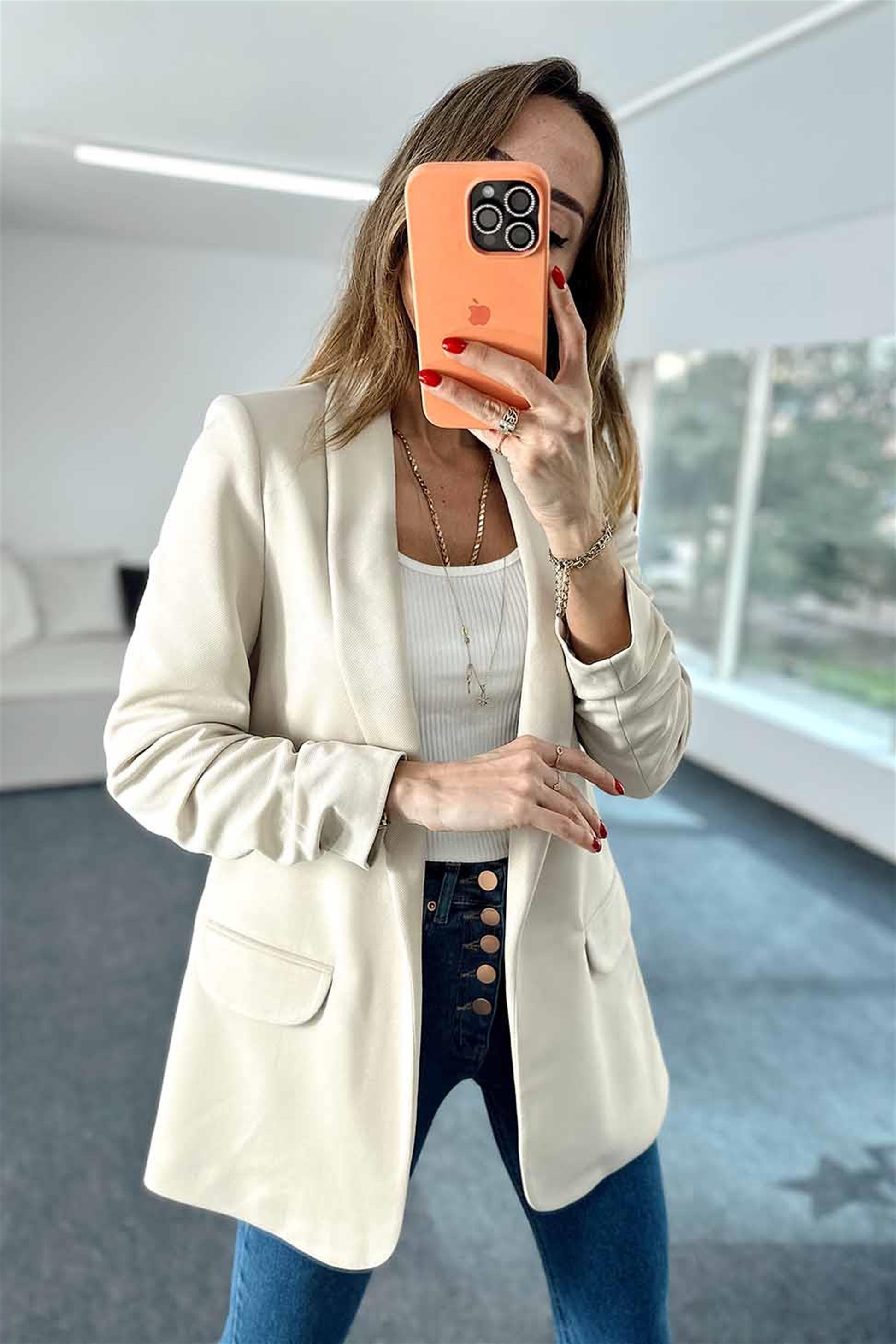 Şal Yaka Blazer Ceket Taş