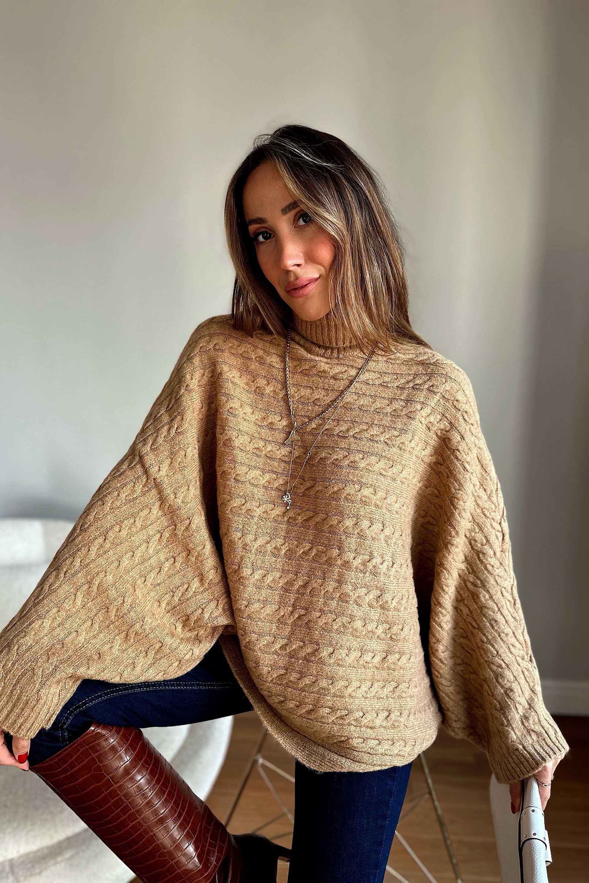Sarmal Örgü Yarasa Kol Kazak Camel
