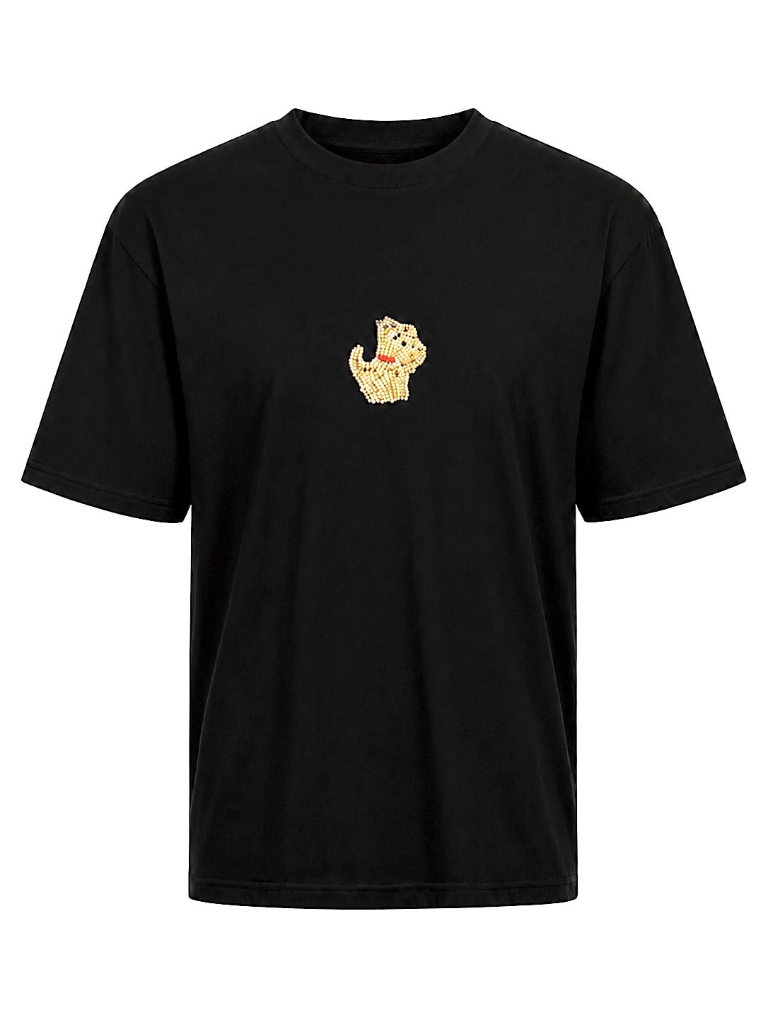 Siyah Köpüş Taş Detaylı Basic Tshirt