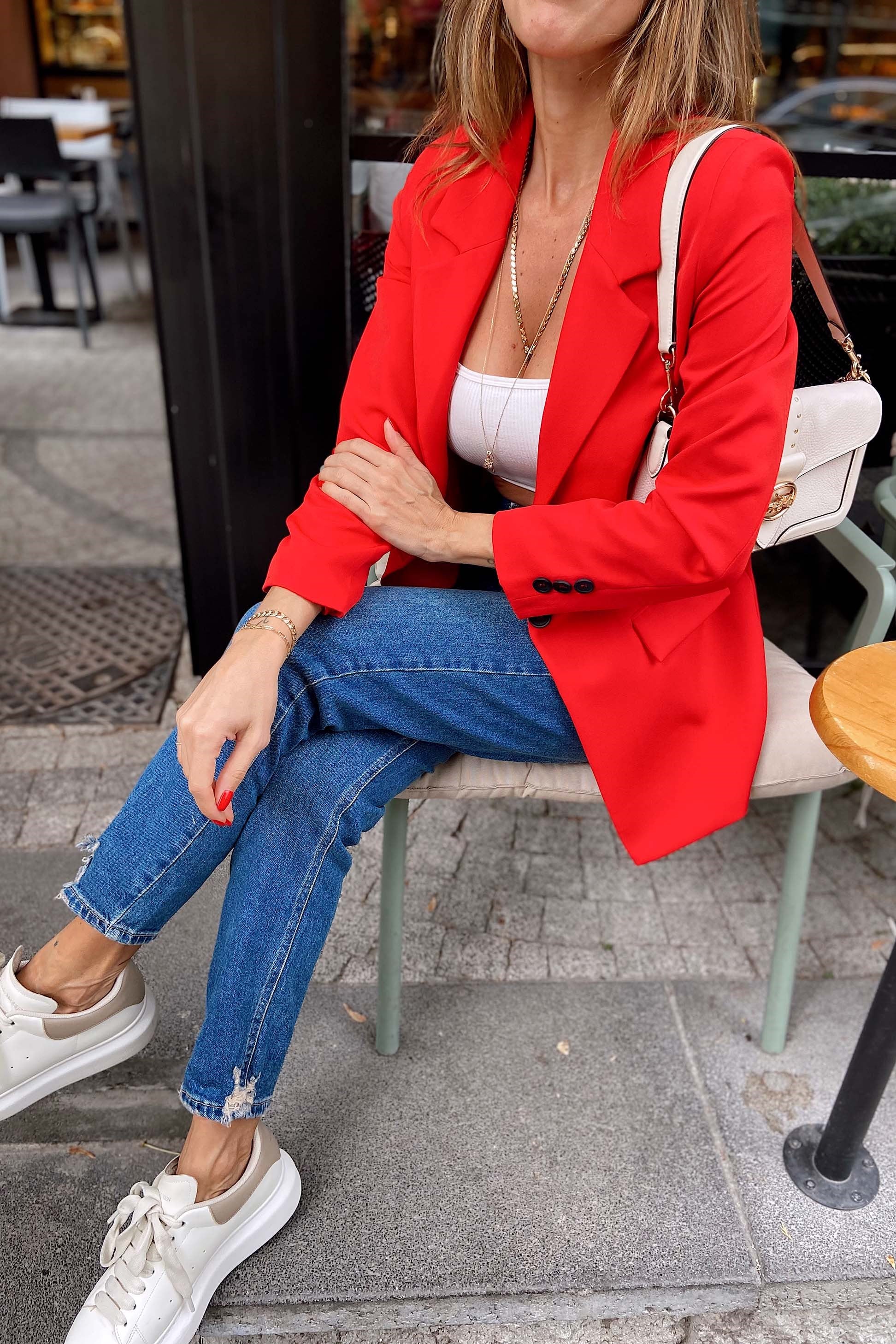 Slim Fit Blazer Ceket Kırmızı