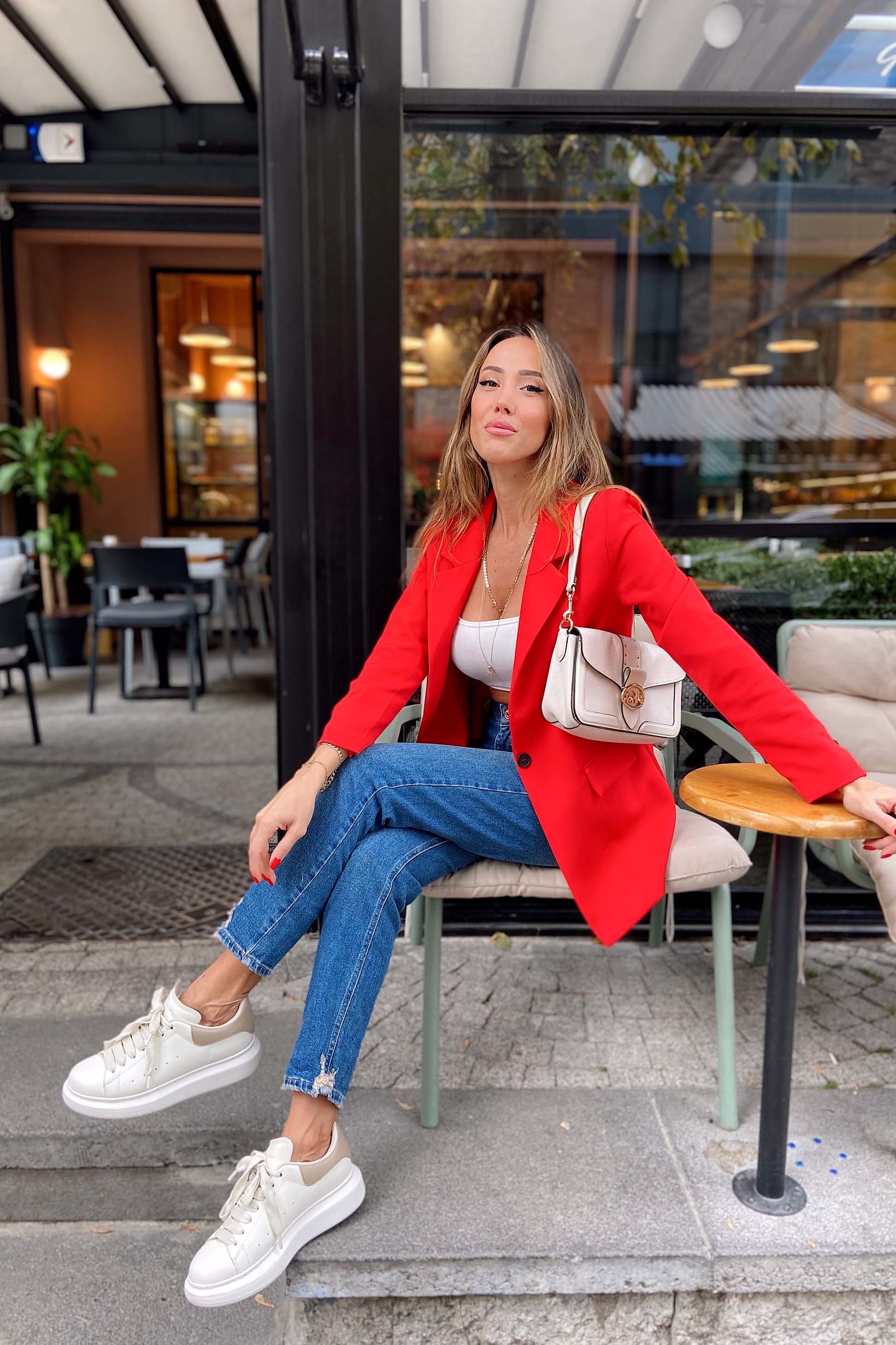 Slim Fit Blazer Ceket Kırmızı