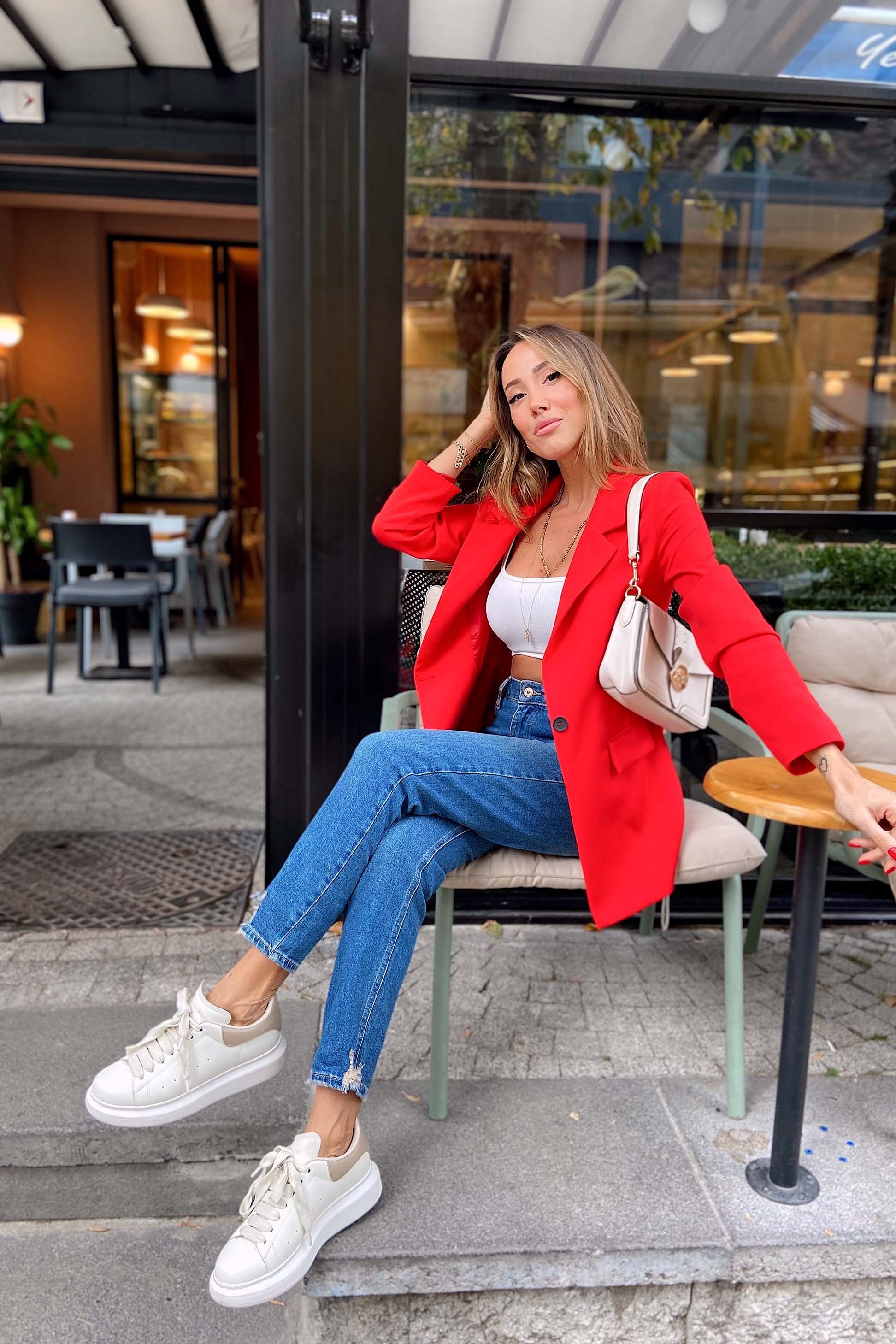 Slim Fit Blazer Ceket Kırmızı