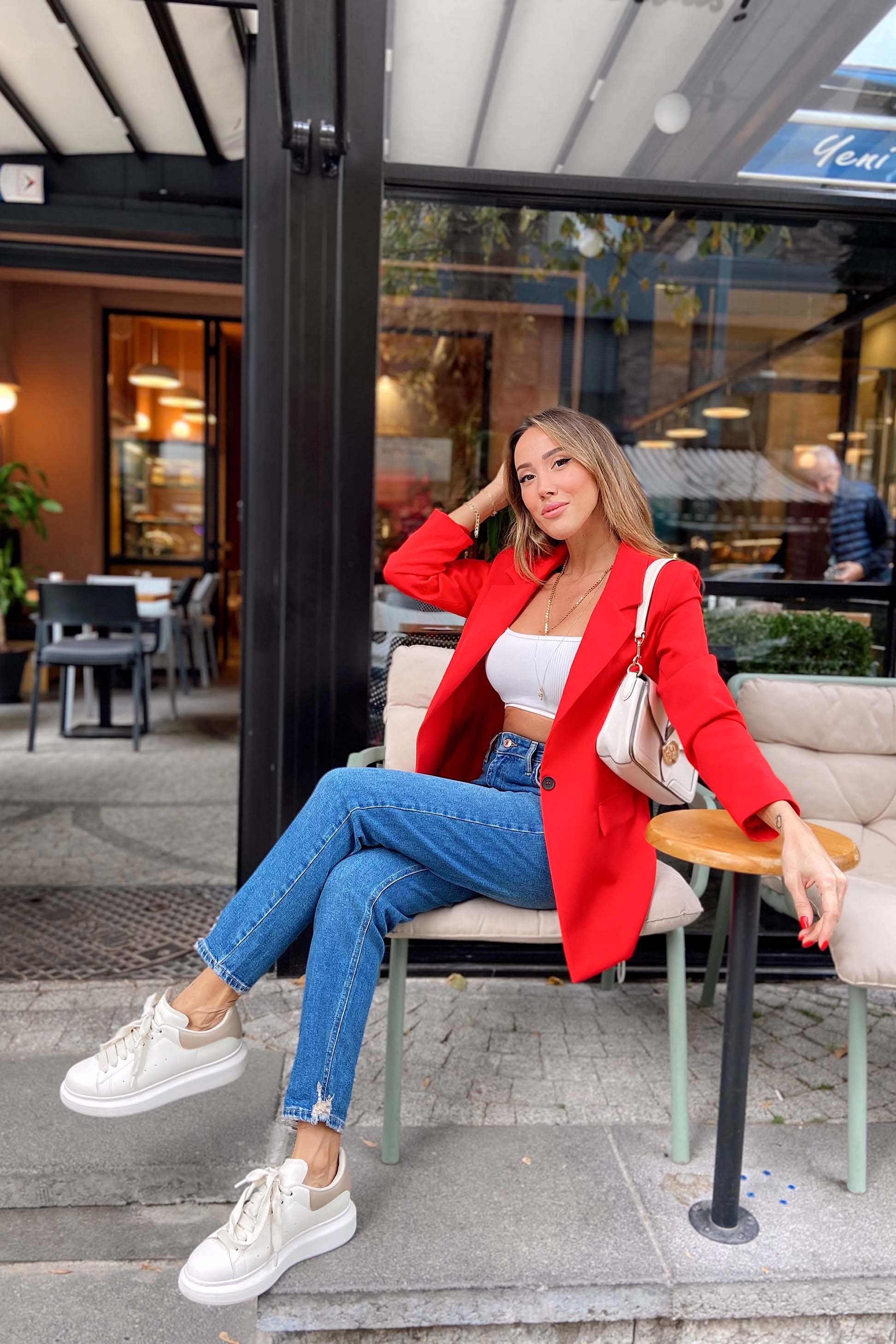 Slim Fit Blazer Ceket Kırmızı