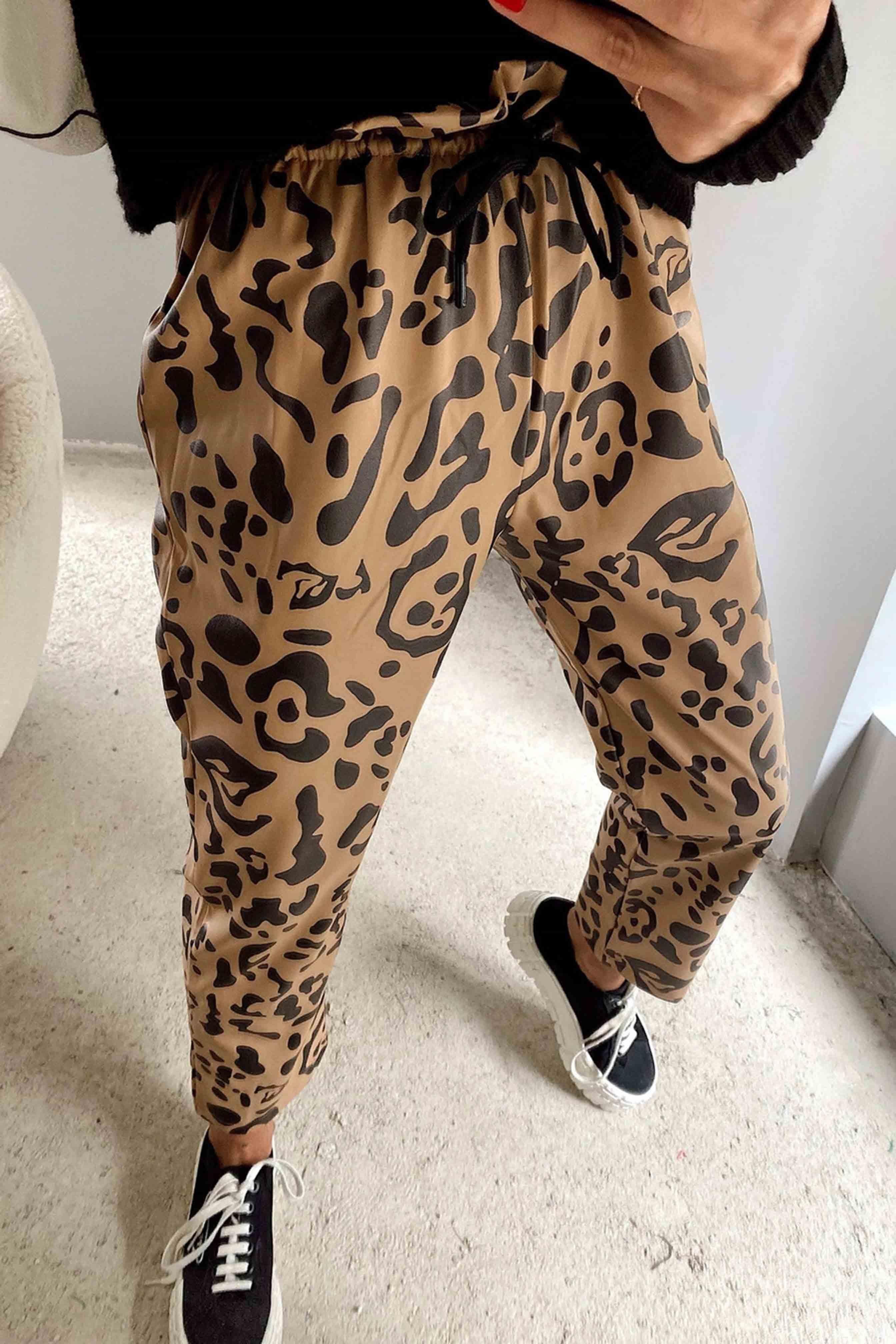 Tasarım Deri Pantolon Leopar