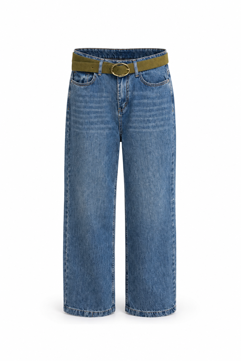 Tensel Karışımlı Kemerli Culotte Jean MAVİ