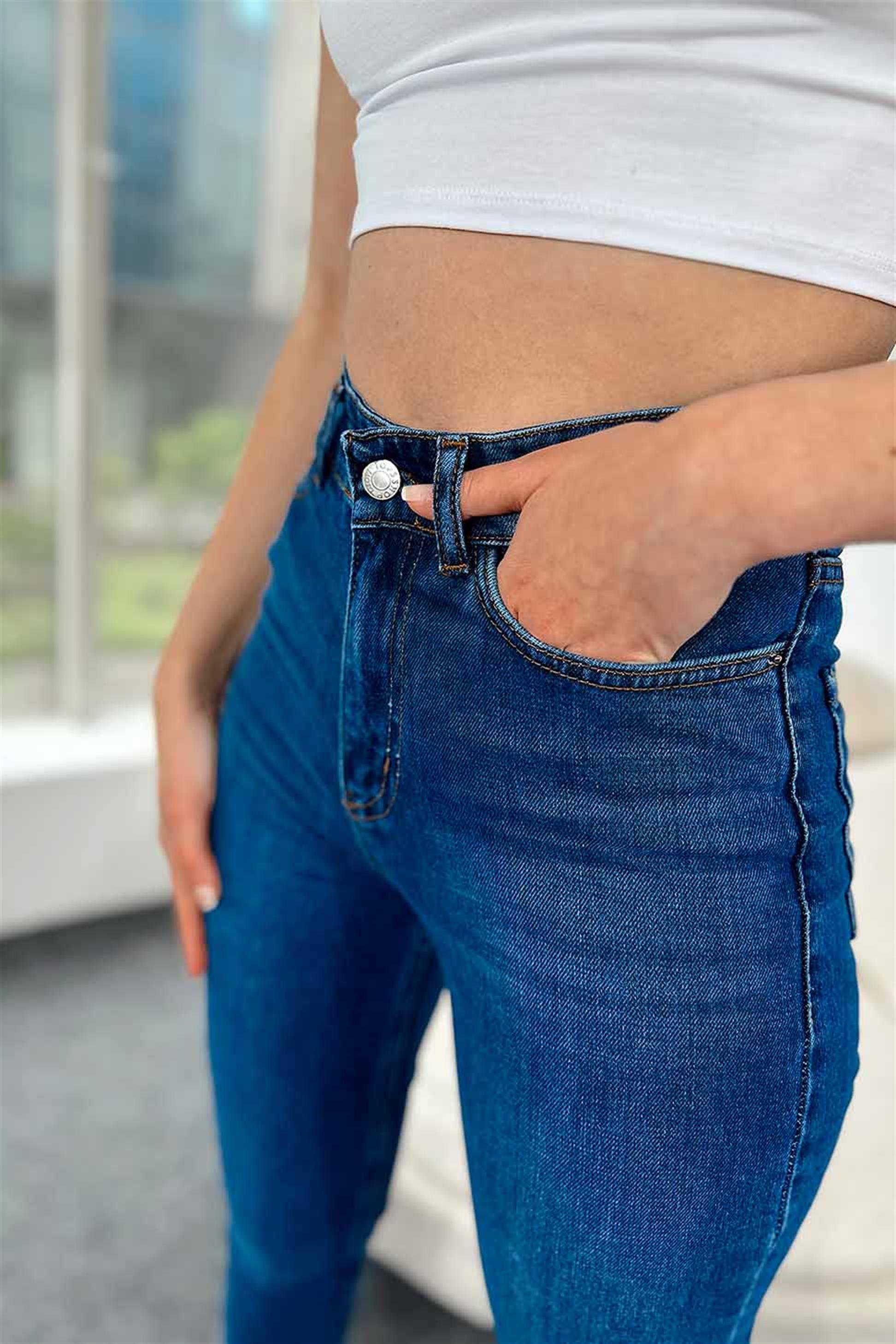 TOPSHOP Paçası Kesik Detay Boyfit Jean Pantolon Mavi