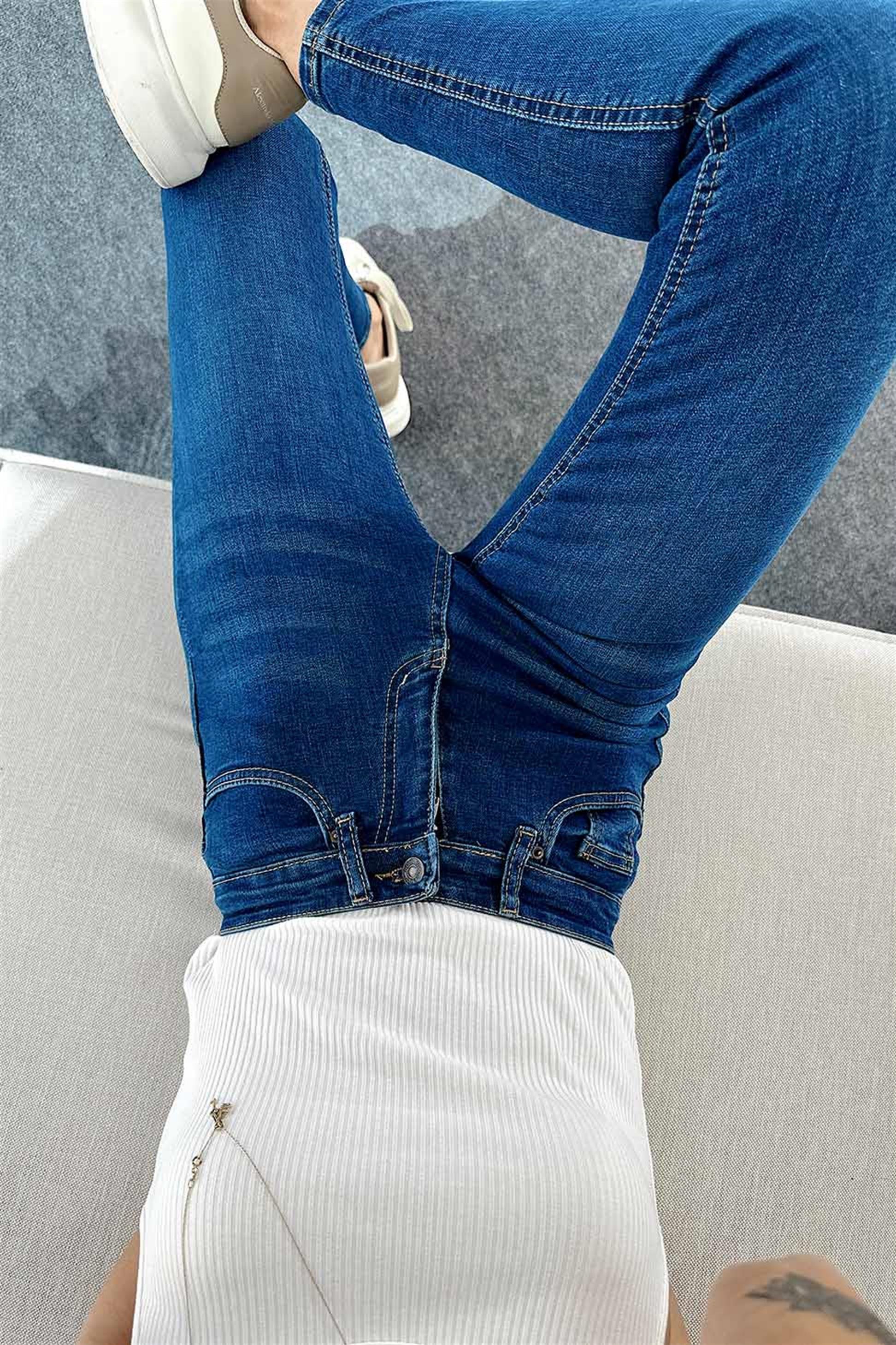 TOPSHOP Taşlamalı Skinny Jean Pantolon Koyu Mavi