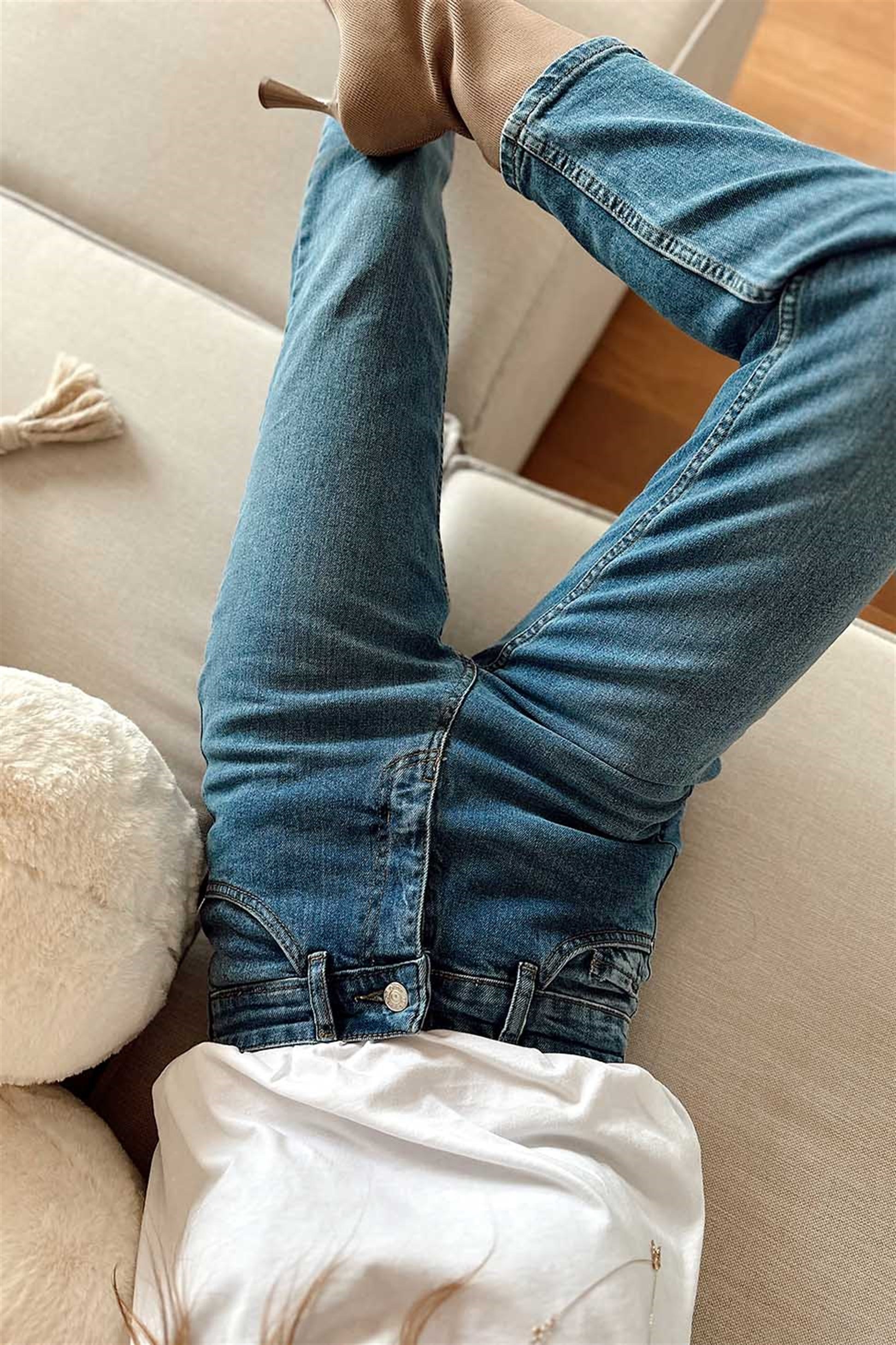 Topshop Yüksek Bel Mom Jean Mavi