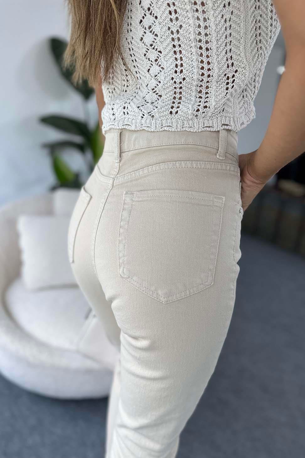 TOPSHOP Yüksek Bel Mom Jean Pantolon Bej