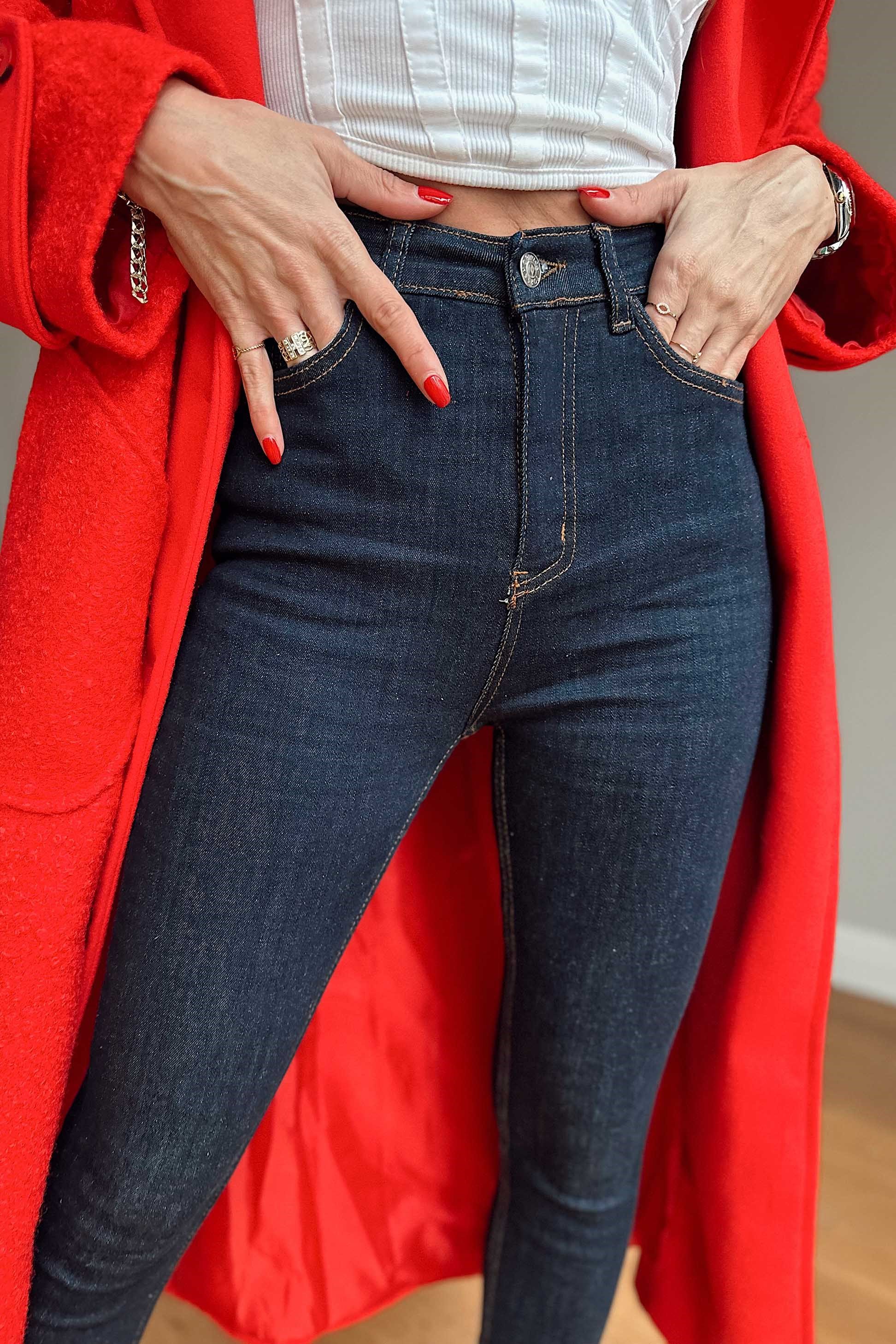 Topshop Yüksek Bel Skinny Jean Pantolon Lacivert