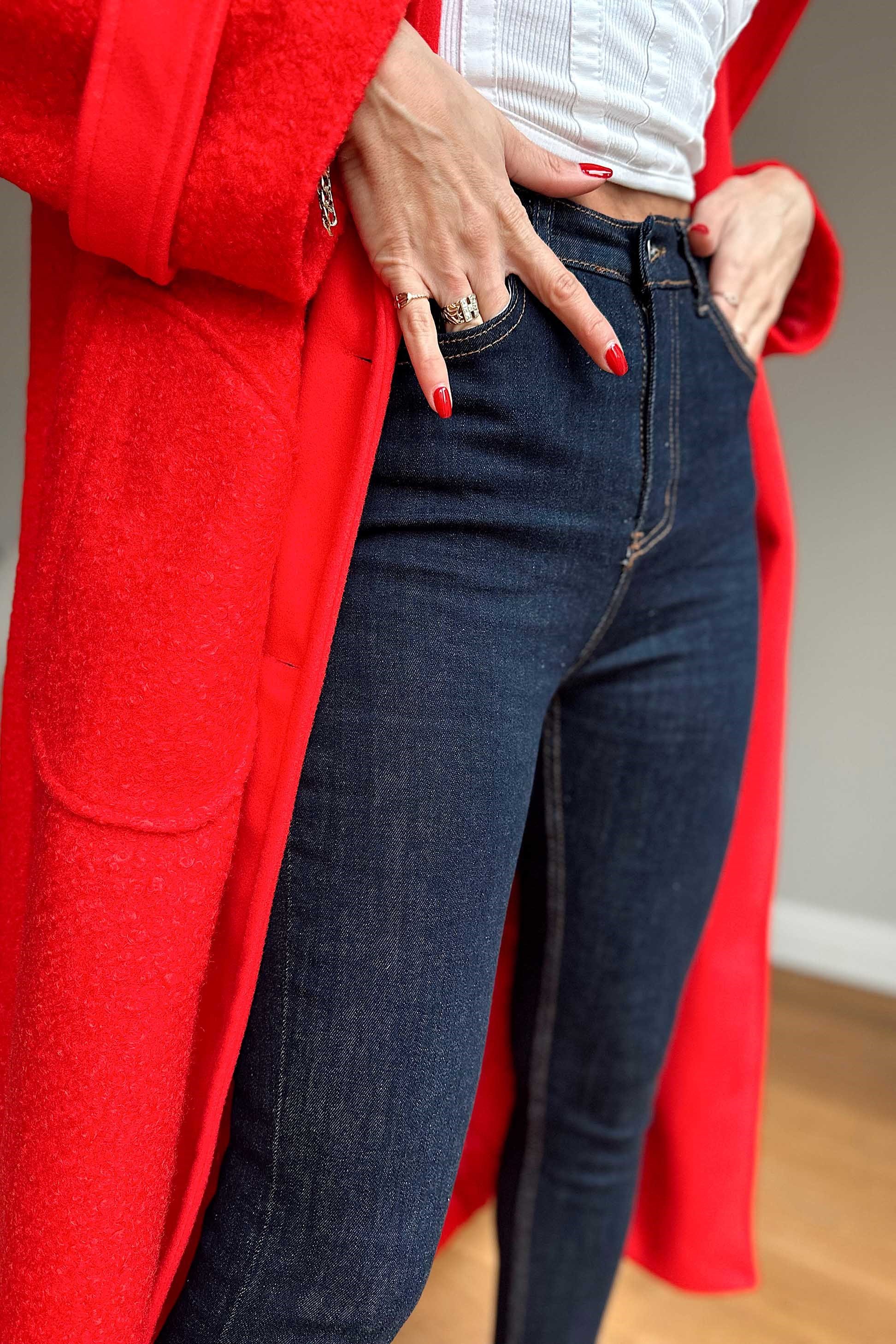 Topshop Yüksek Bel Skinny Jean Pantolon Lacivert