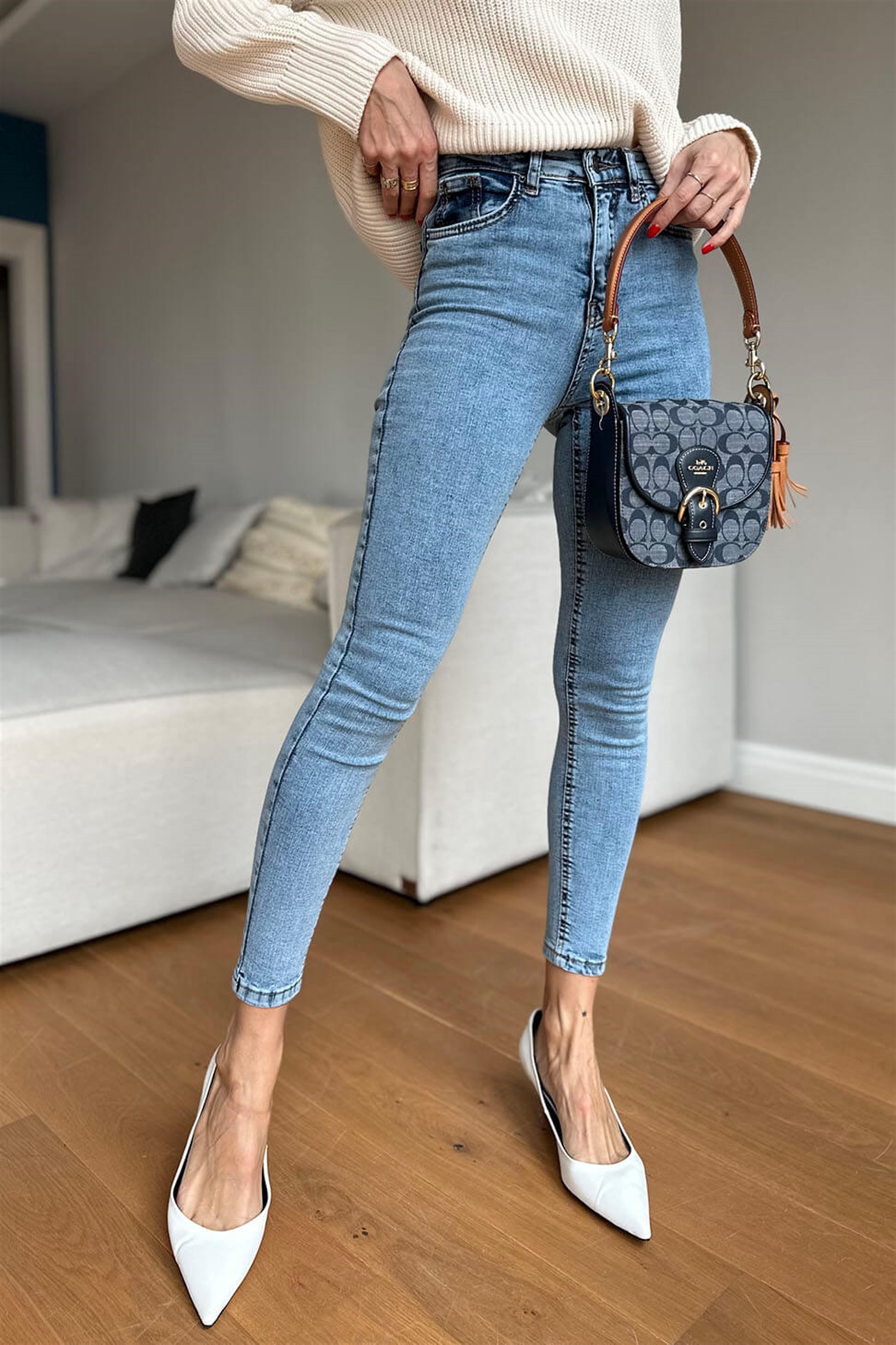 Topshop Yüksek Bel Skinny Jean Pantolon Açık Mavi