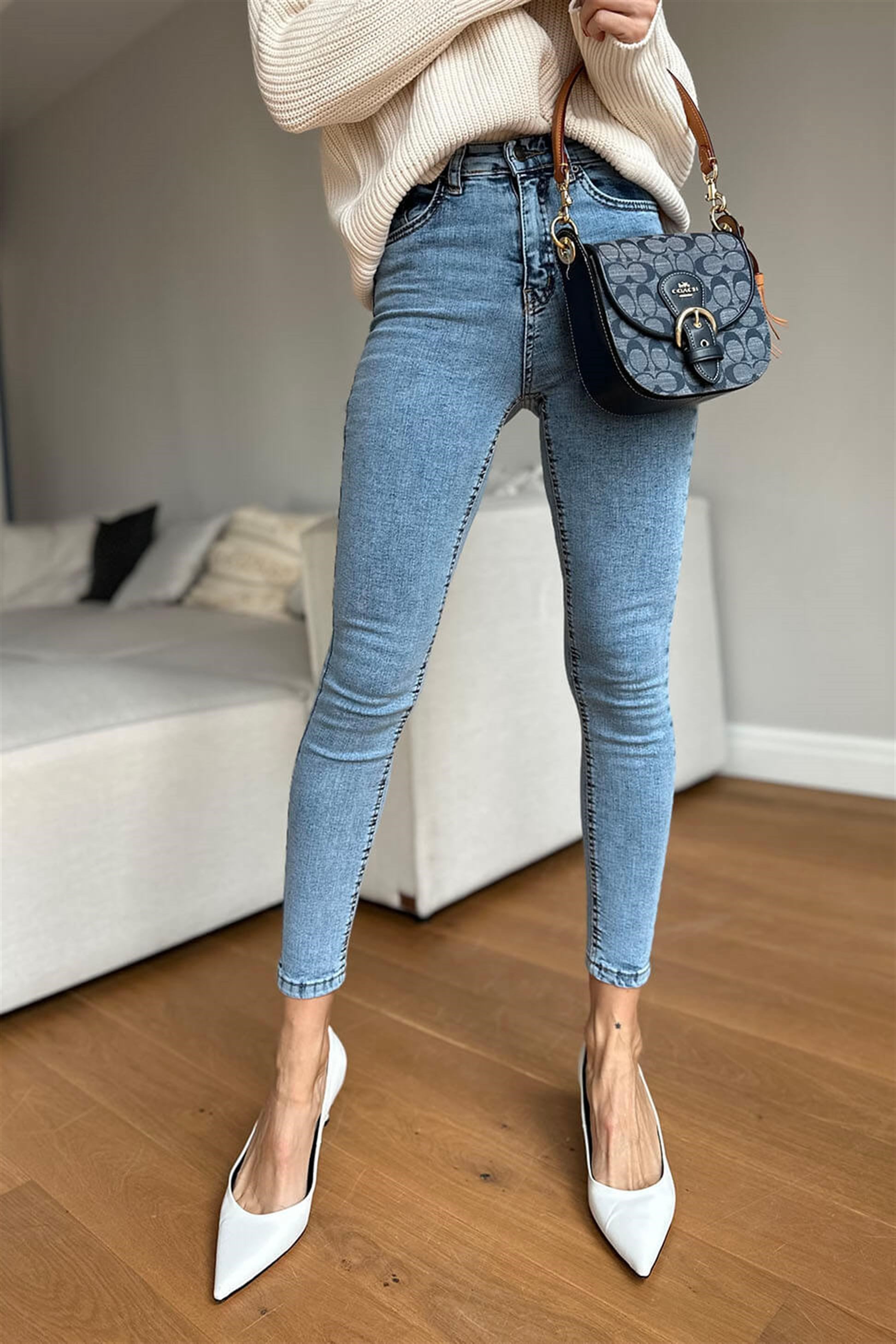 Topshop Yüksek Bel Skinny Jean Pantolon Açık Mavi