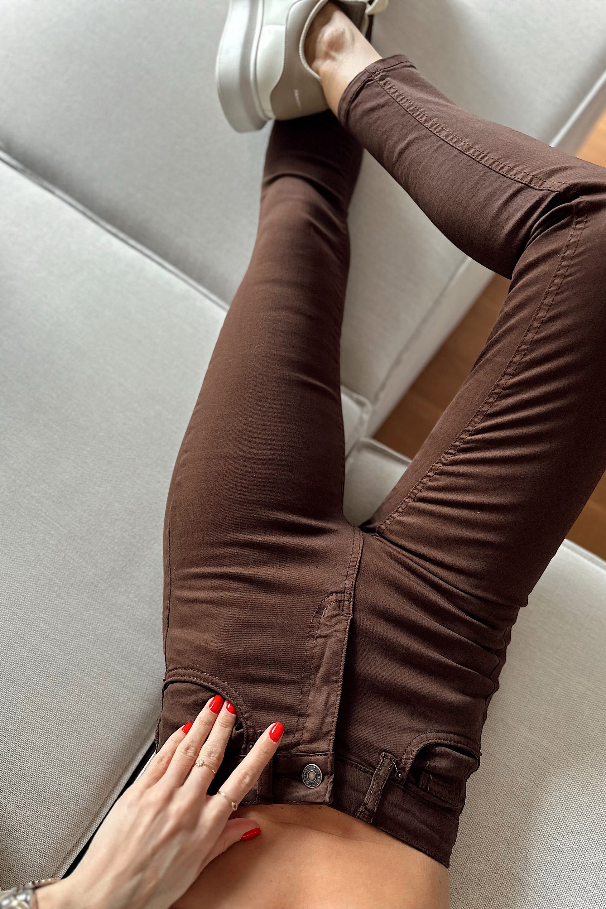 Topshop Yüksek Bel Skinny Likralı Pantolon Acı Kahve