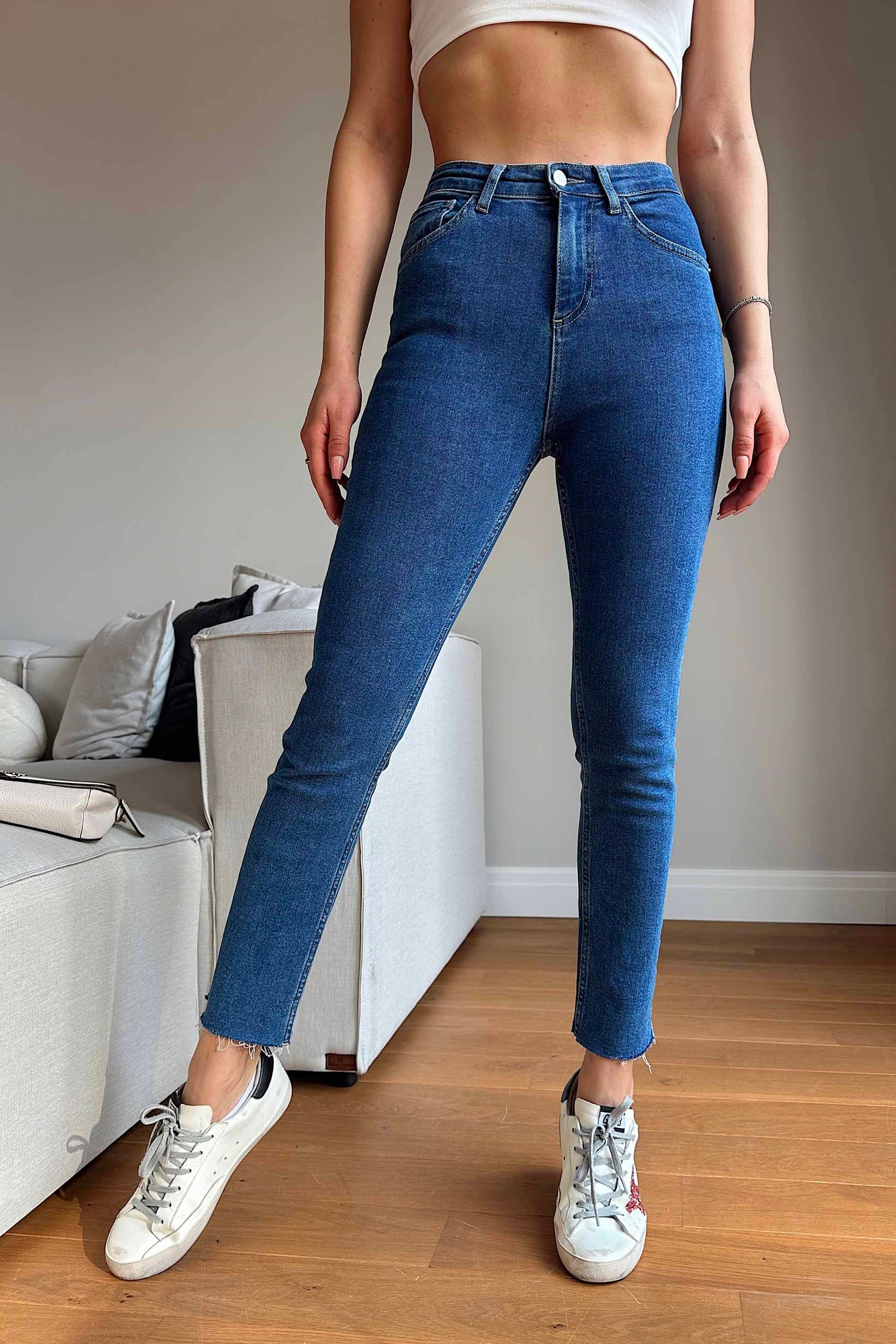 Topshop Yüksek Bel Skinny Likralı Pantolon Mavi