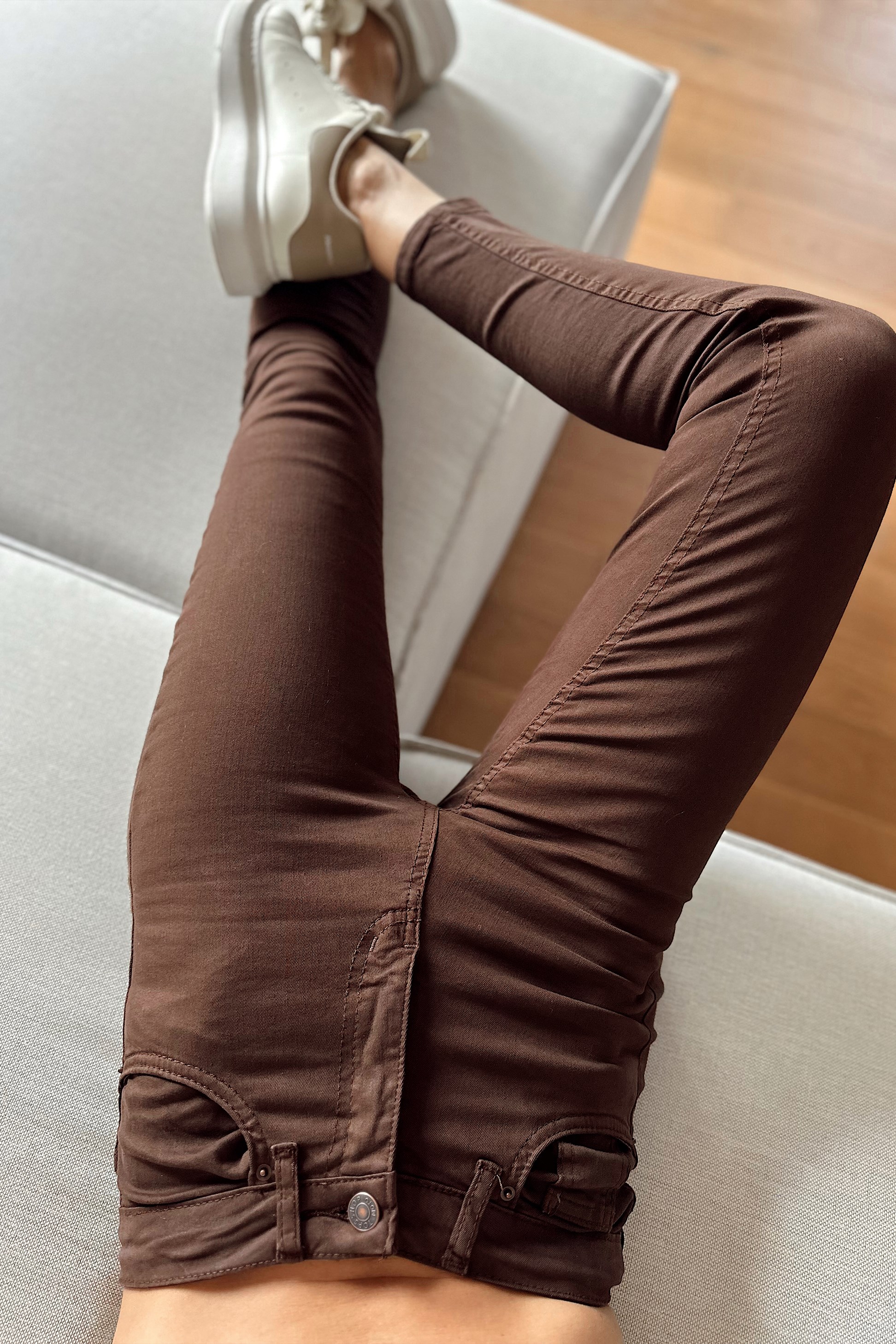 Topshop Yüksek Bel Skinny Likralı Pantolon Acı Kahve