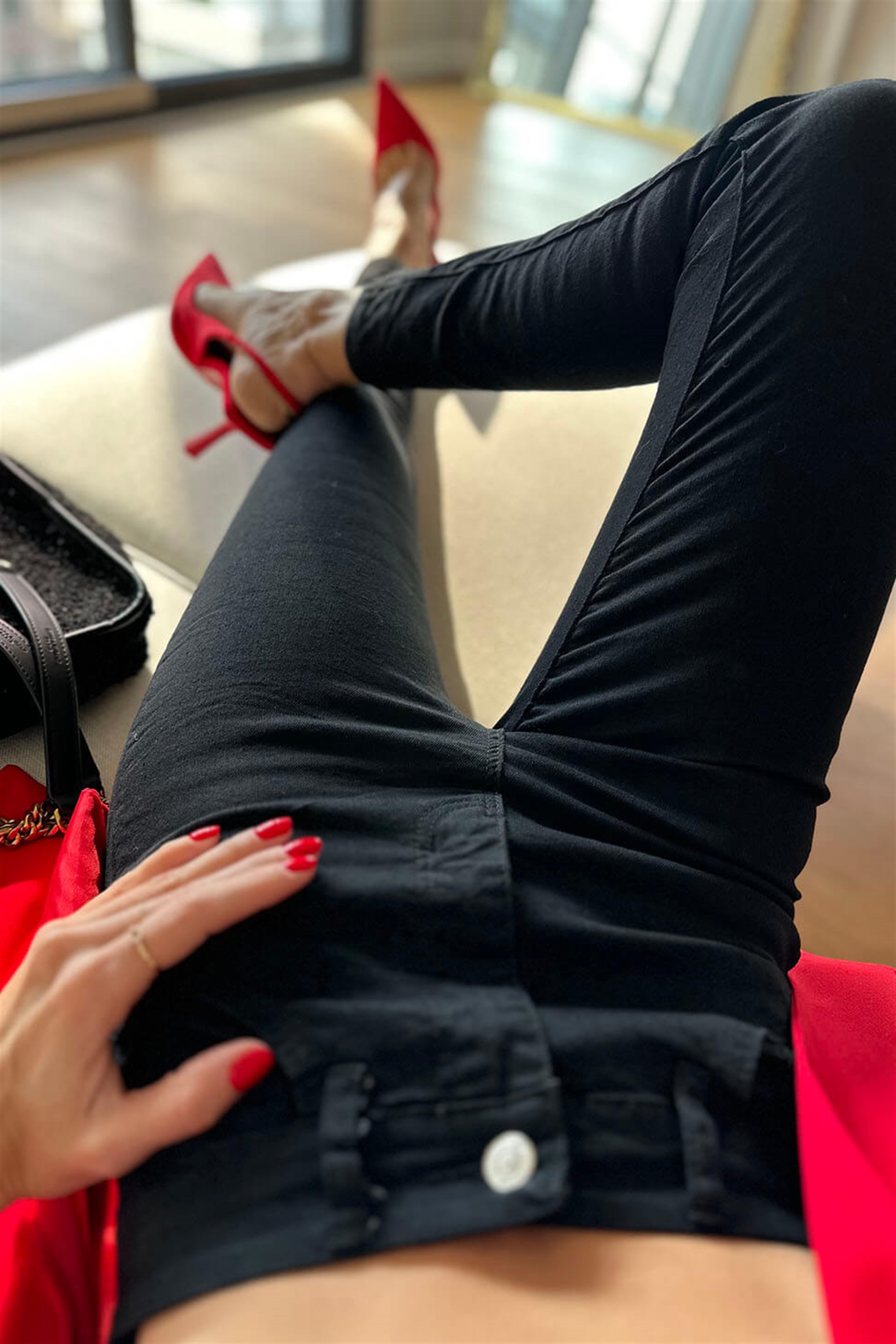 Ultra Yüksek Bel likralı Skiny Pantolon Siyah