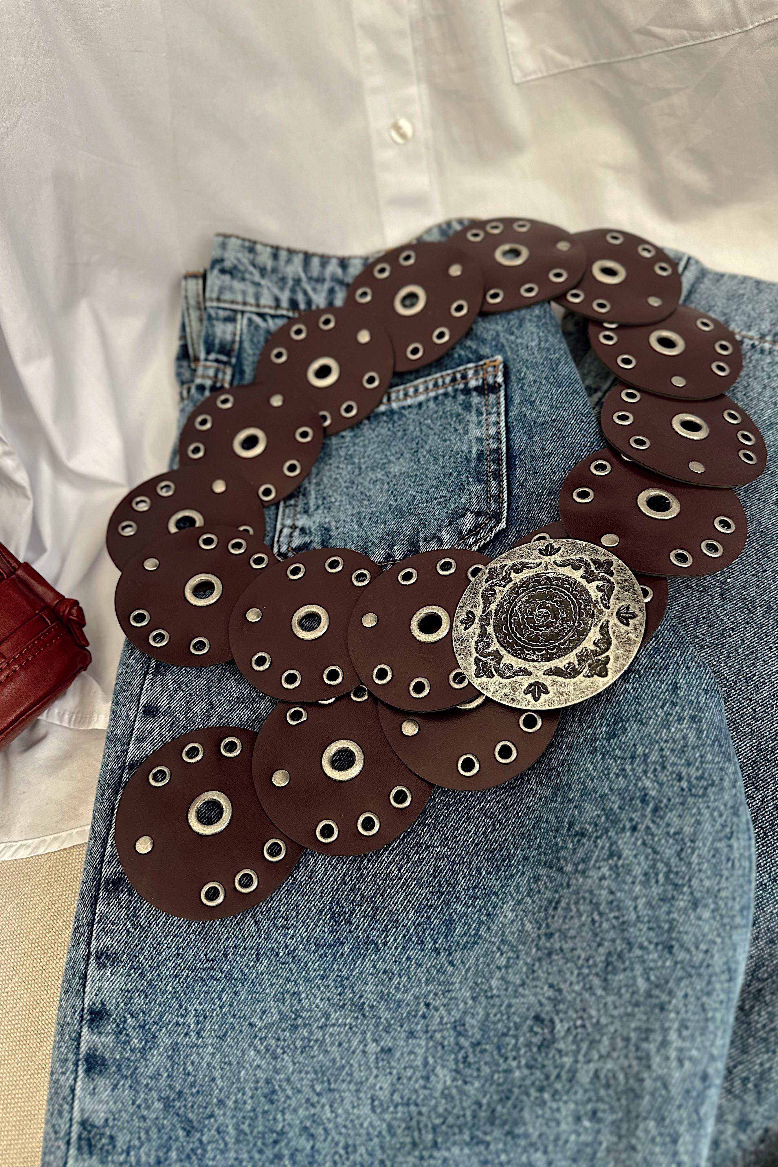 Vintage Ayarlanabilir Kemer Bordo