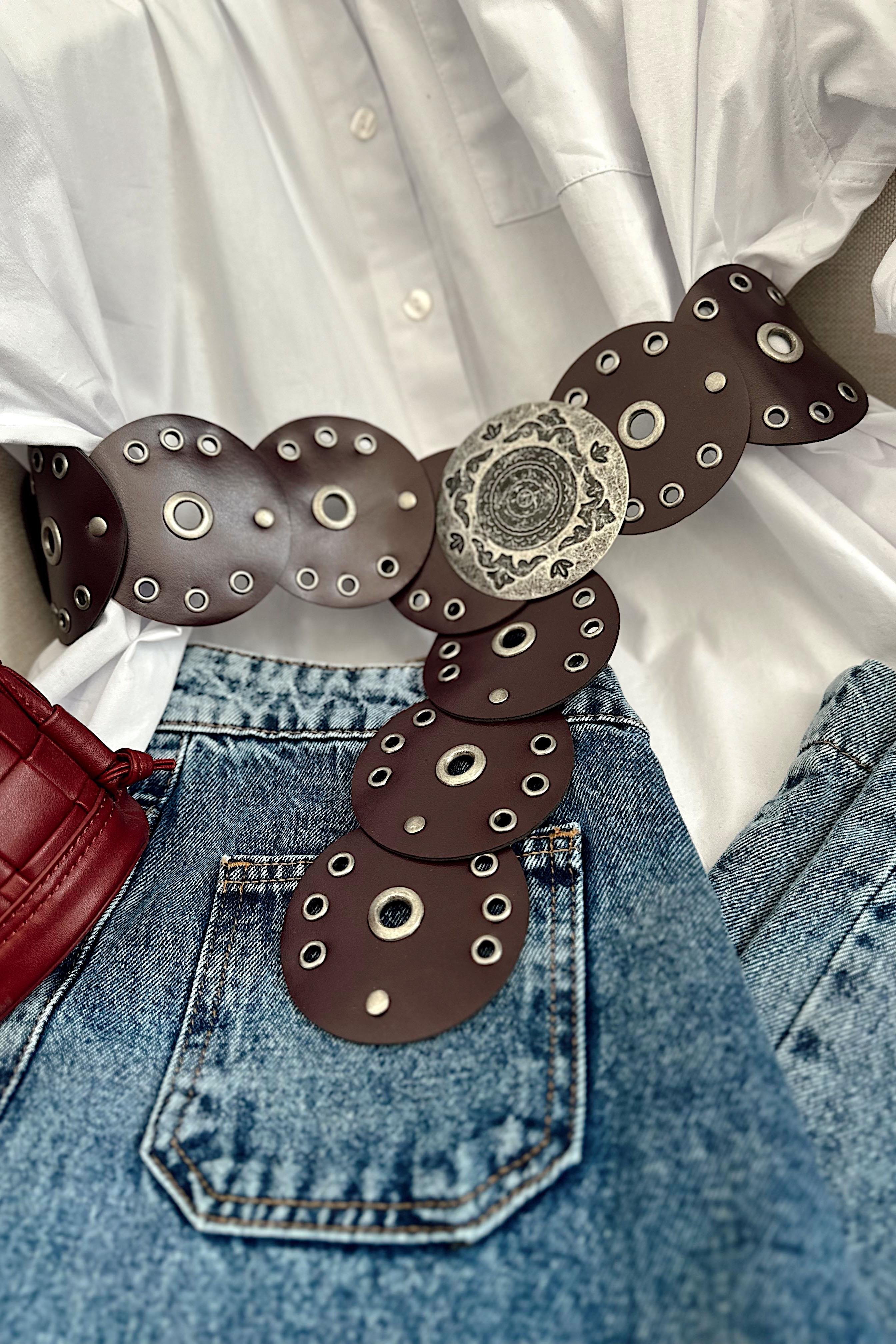 Vintage Ayarlanabilir Kemer Bordo