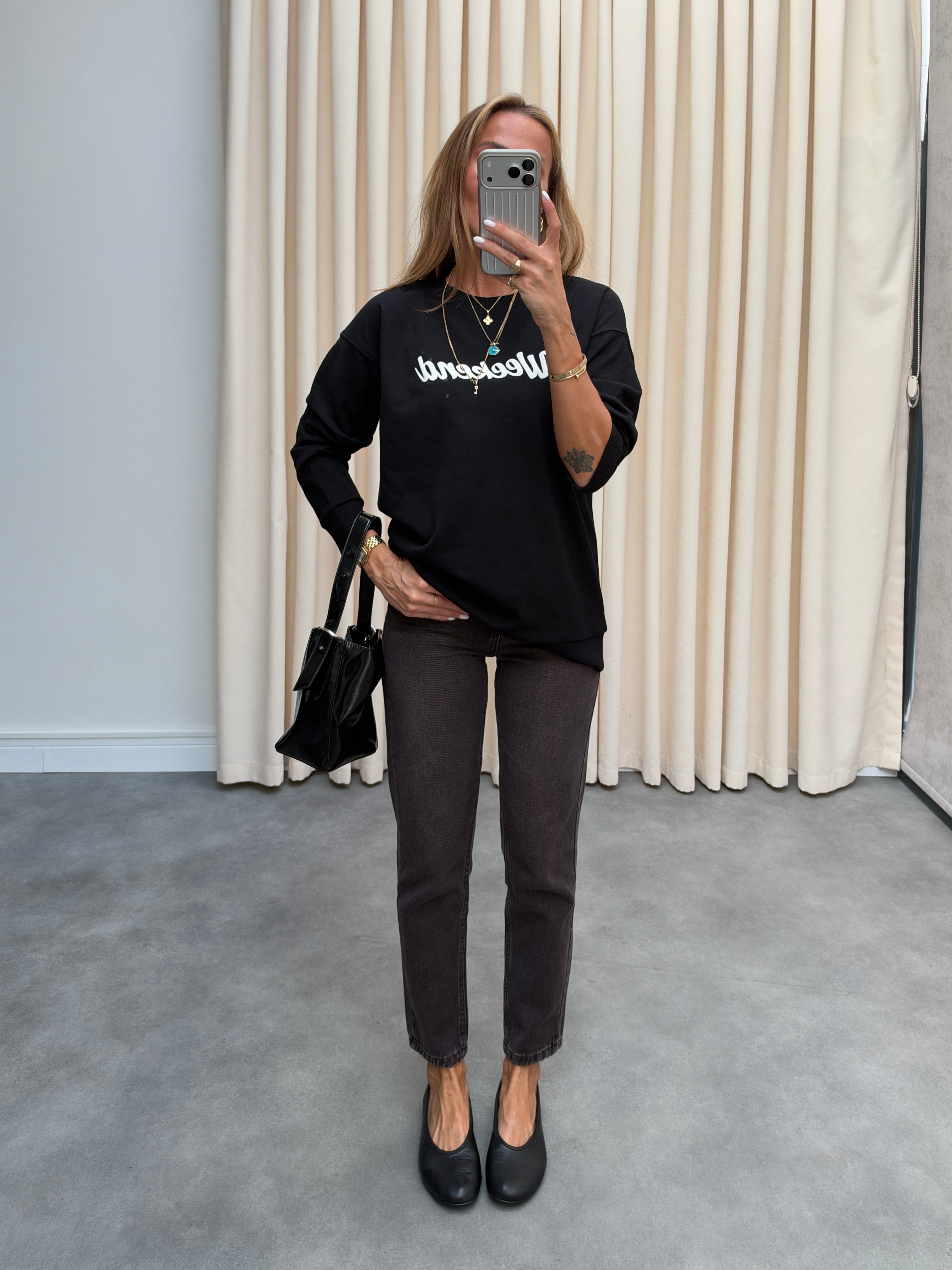Weekend Yazılı Sweatshirt Siyah